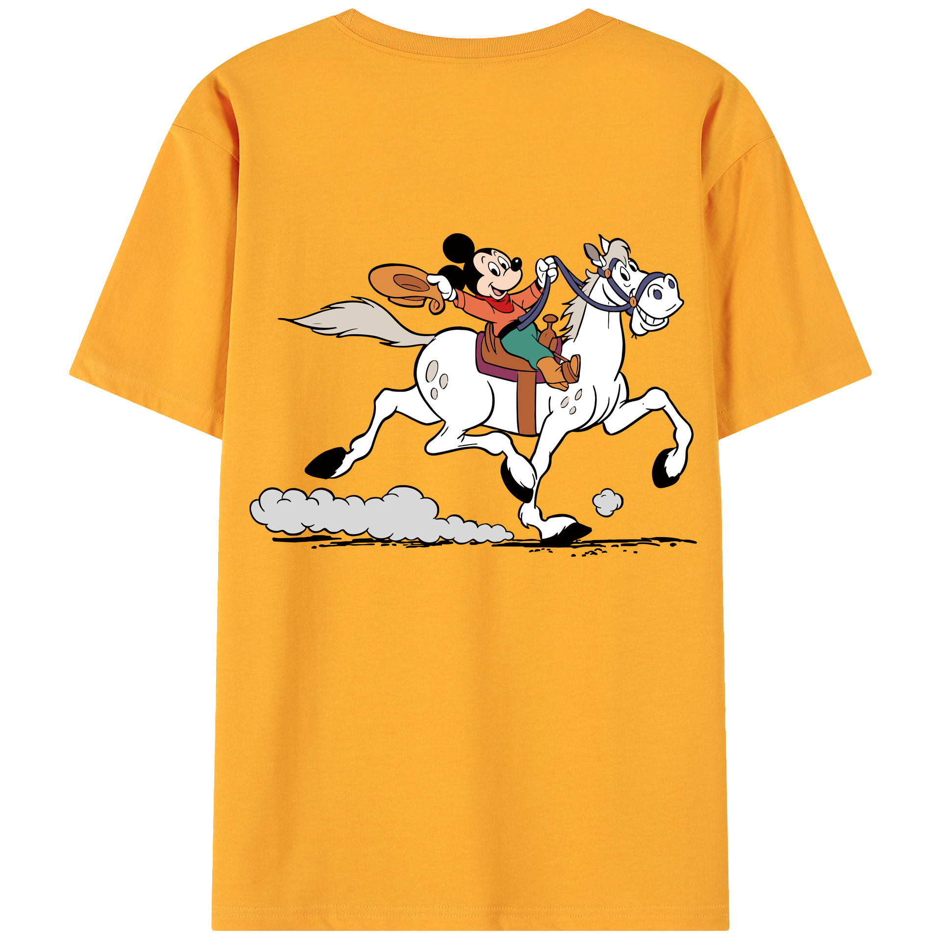 ミッキーマウス Mickey Mouse 綿100％ メンズ半袖Tシャツ（バックプリント） 通気性
