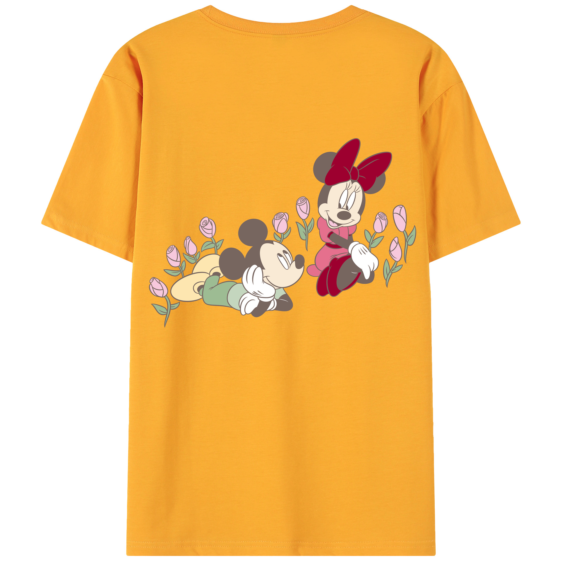 ミッキーマウス Mickey Mouse 綿100％ メンズ半袖Tシャツ（バックプリント） 通気性