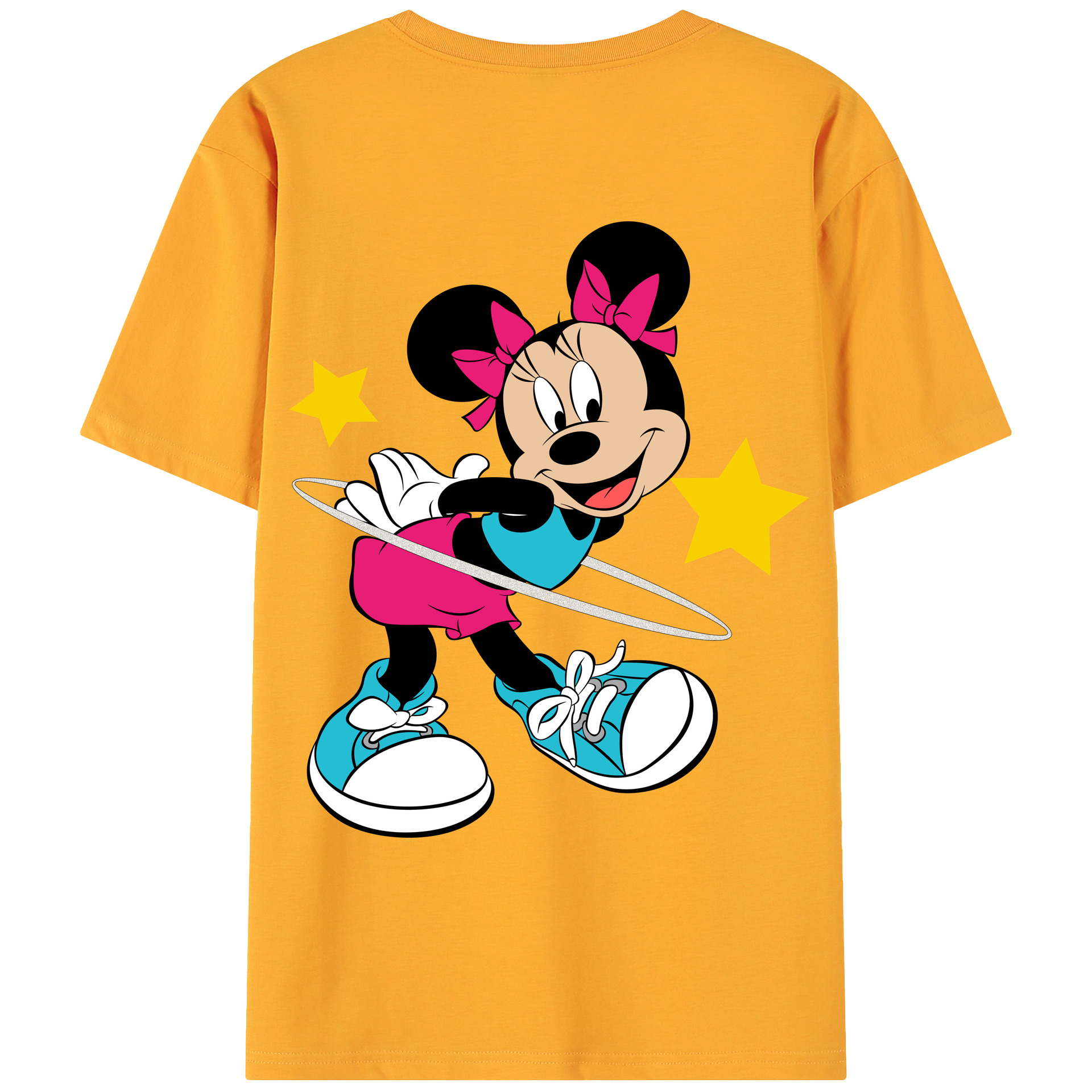 ミッキーマウス Mickey Mouse 綿100％ メンズ半袖Tシャツ（バックプリント） 通気性