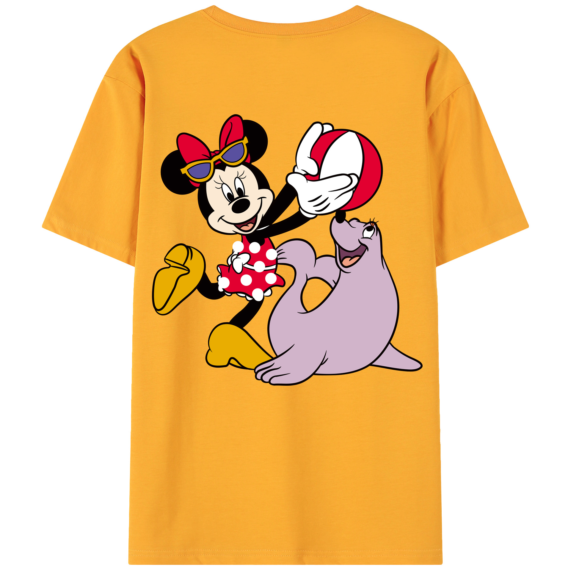 ミッキーマウス Mickey Mouse 綿100％ メンズ半袖Tシャツ（バックプリント） 通気性