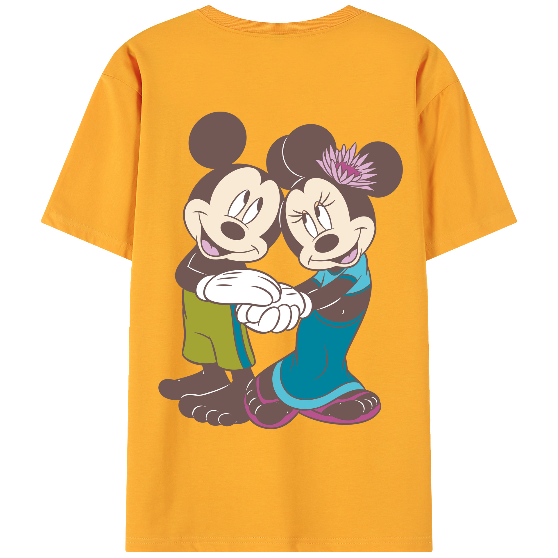 （画像用） ミッキーマウス Mickey Mouse 綿100％ メンズ半袖Tシャツ（バックプリント） 通気性