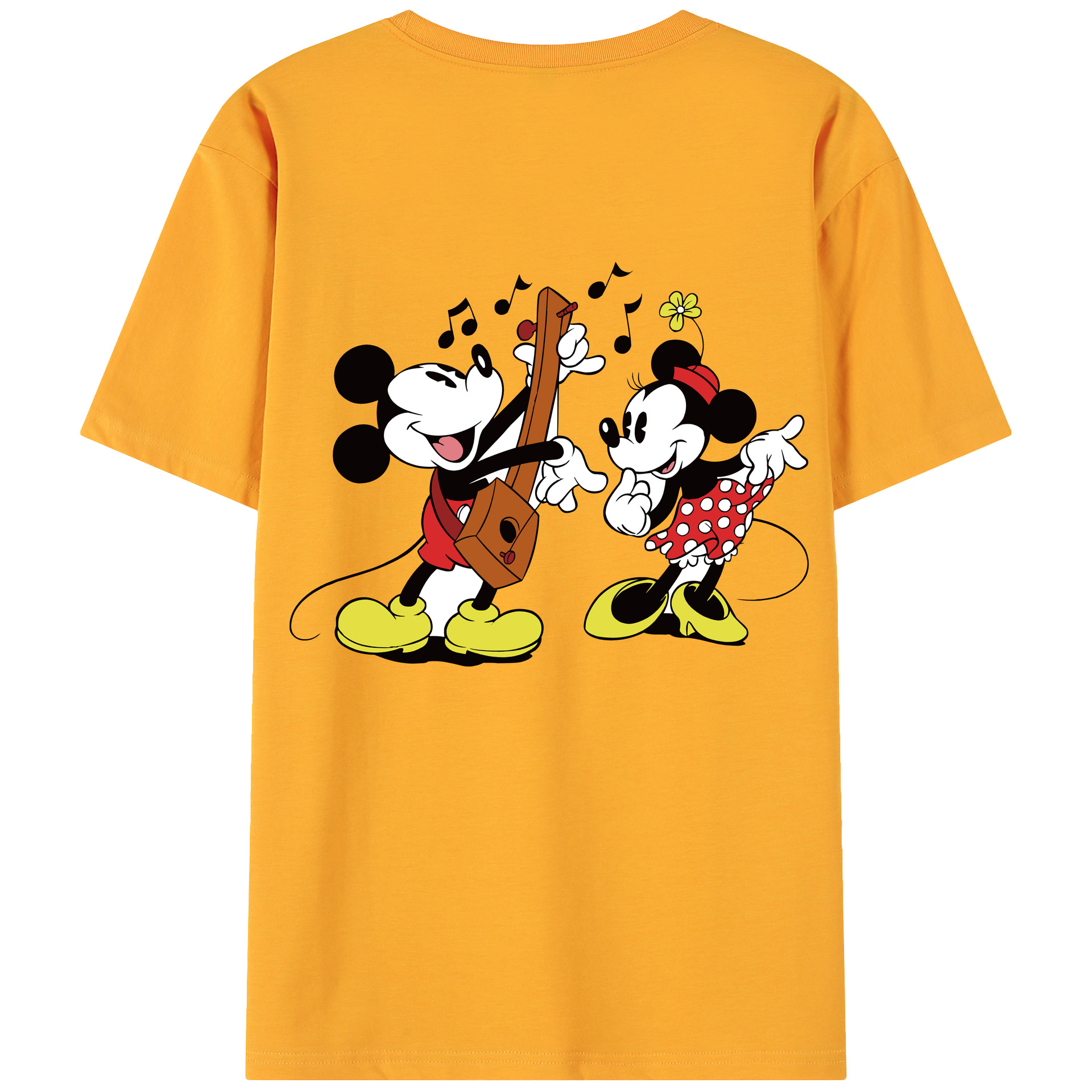 ミッキーマウス Mickey Mouse 綿100％ メンズ半袖Tシャツ（バックプリント） 通気性