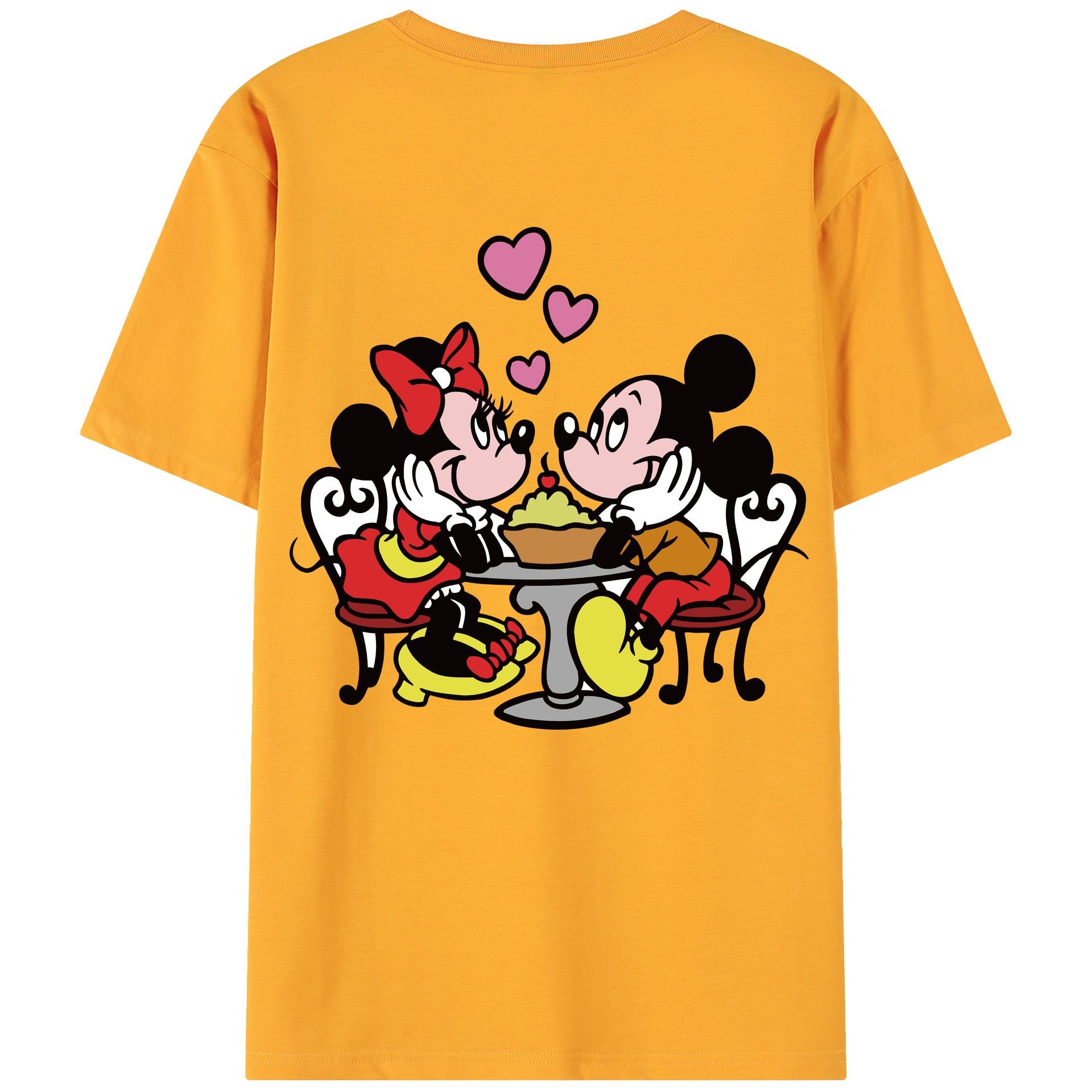 ミッキーマウス Mickey Mouse 綿100％ メンズ半袖Tシャツ（バックプリント） 通気性