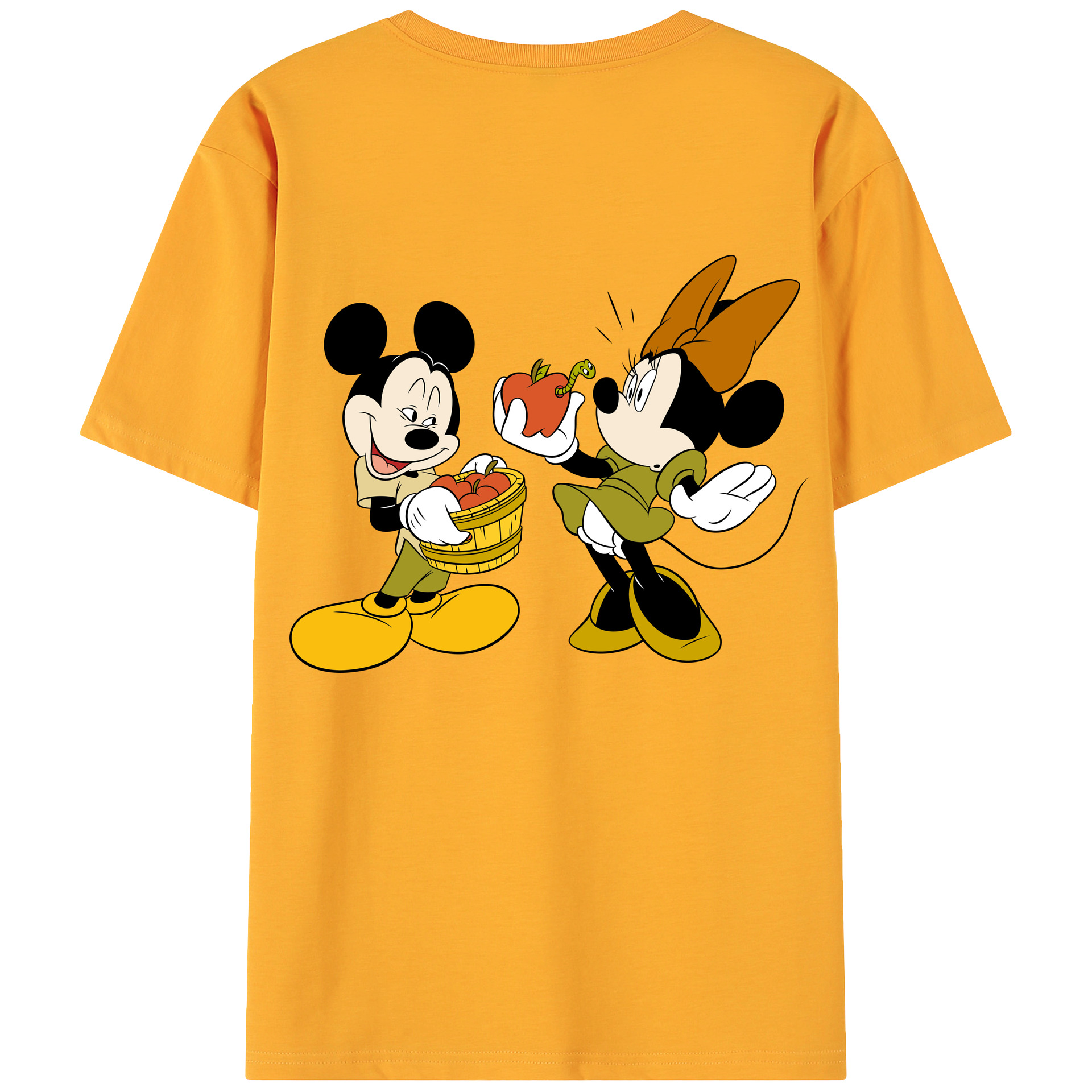 ミッキーマウス Mickey Mouse 綿100％ メンズ半袖Tシャツ（バックプリント） 通気性