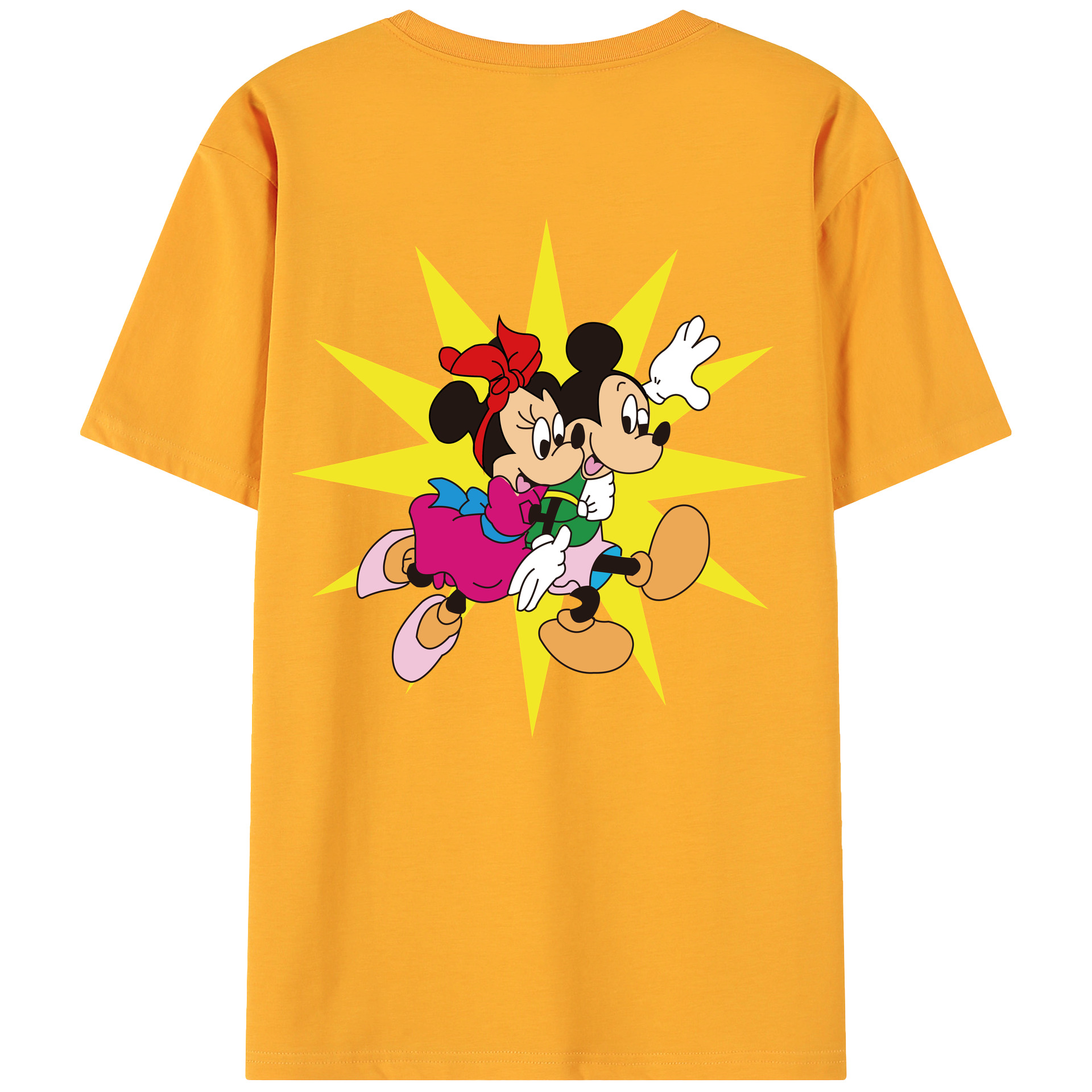 ミッキーマウス Mickey Mouse 綿100％ メンズ半袖Tシャツ（バックプリント） 通気性