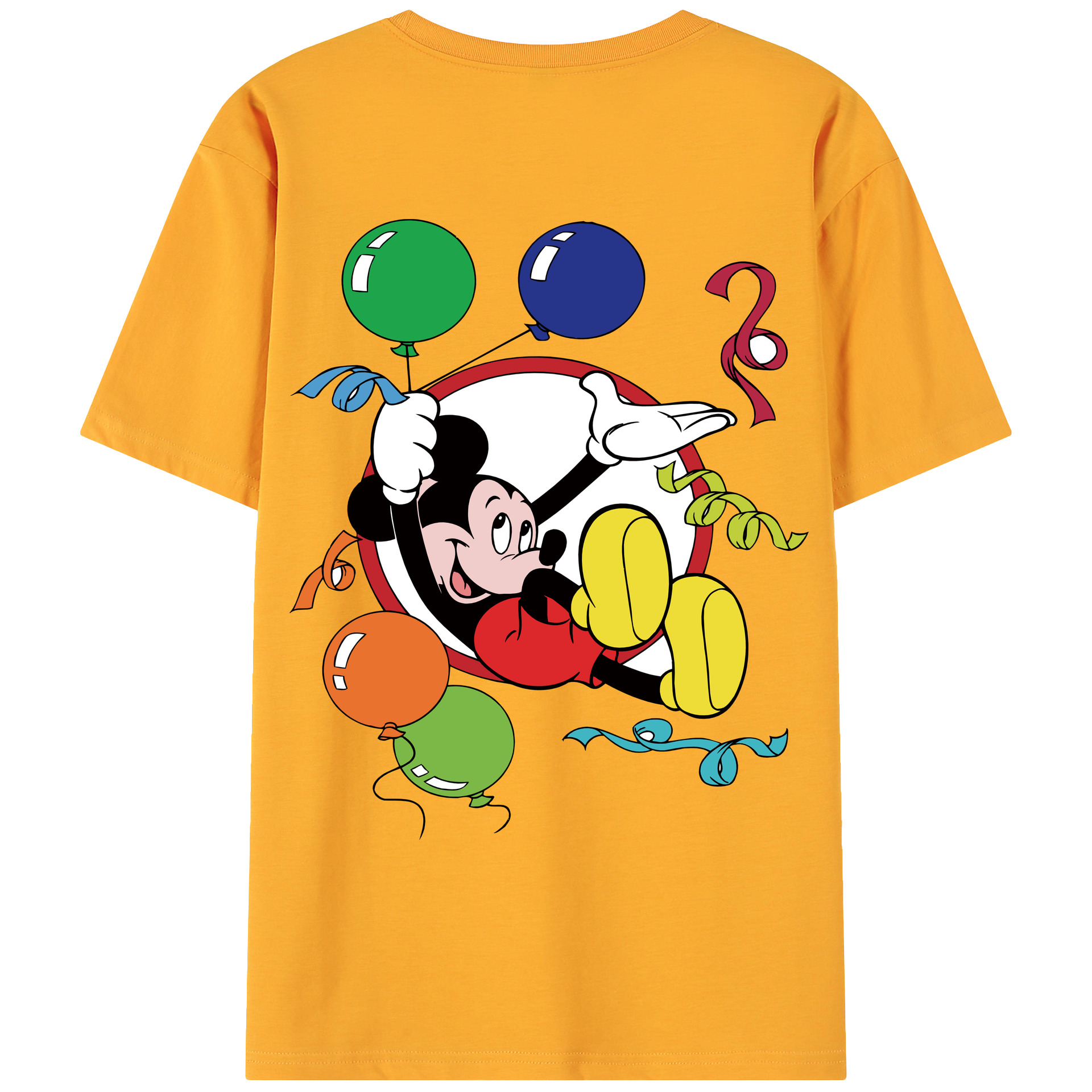 ミッキーマウス Mickey Mouse 綿100％ メンズ半袖Tシャツ（バックプリント） 通気性
