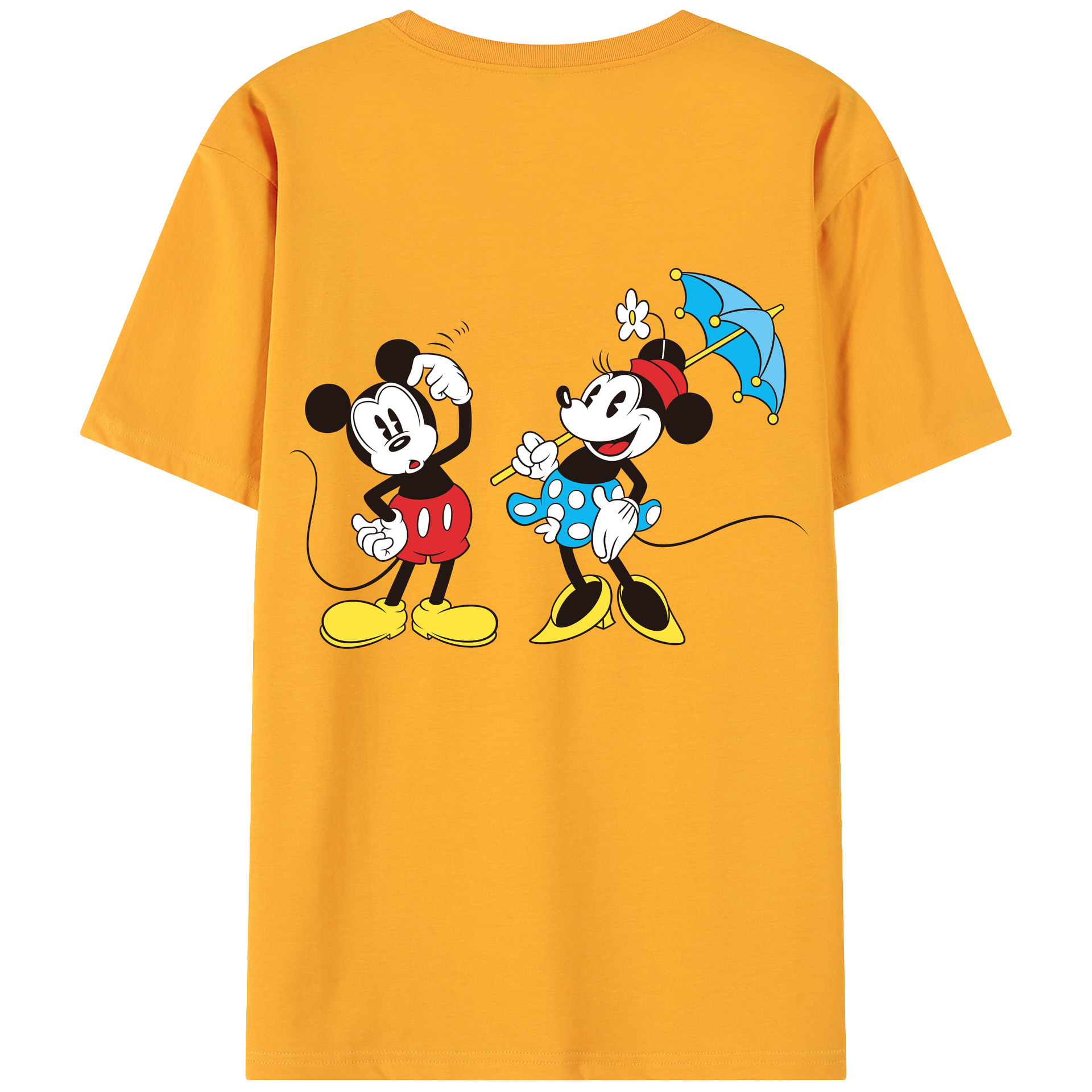ミッキーマウス Mickey Mouse 綿100％ メンズ半袖Tシャツ（バックプリント） 通気性