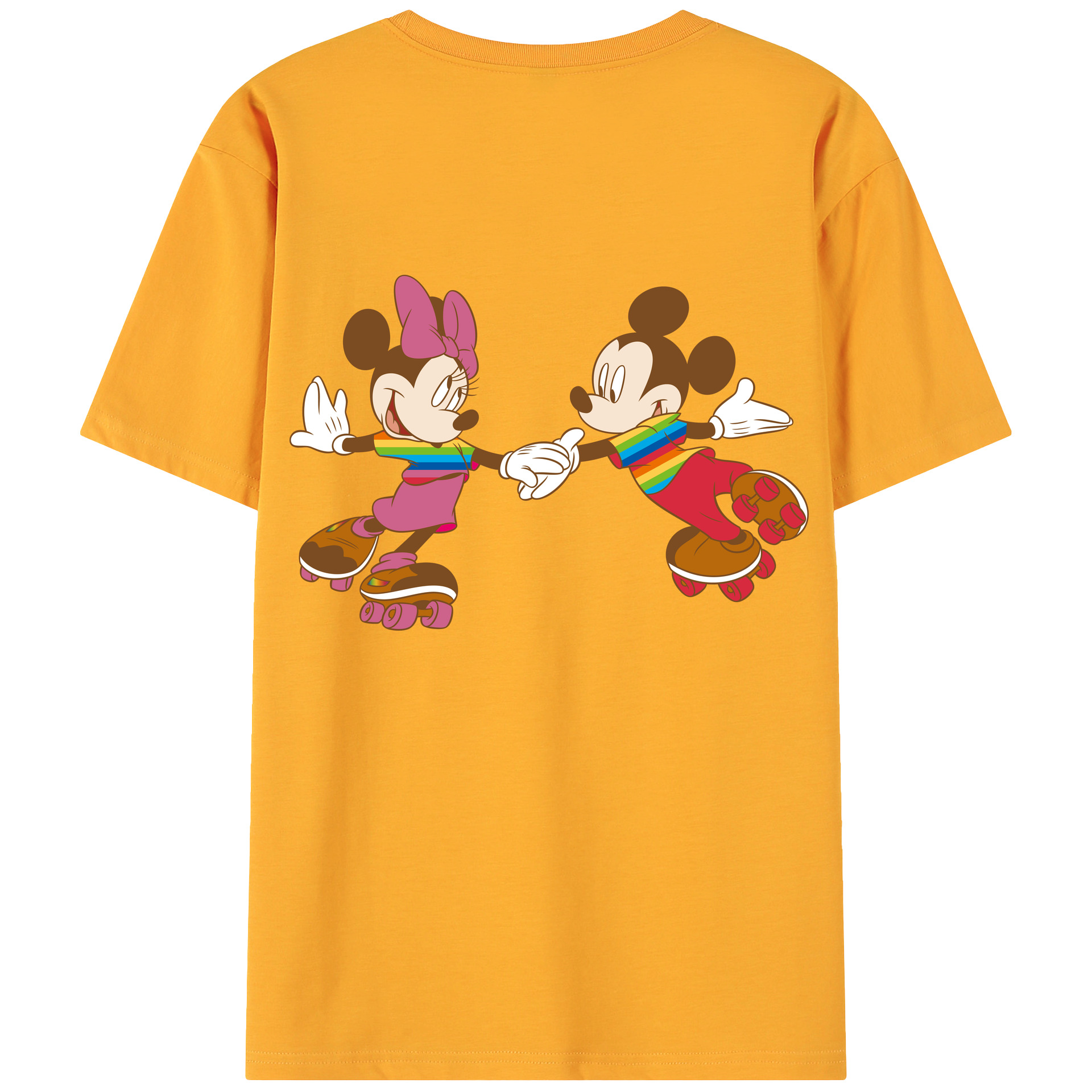 ミッキーマウス Mickey Mouse 綿100％ メンズ半袖Tシャツ（バックプリント） 通気性