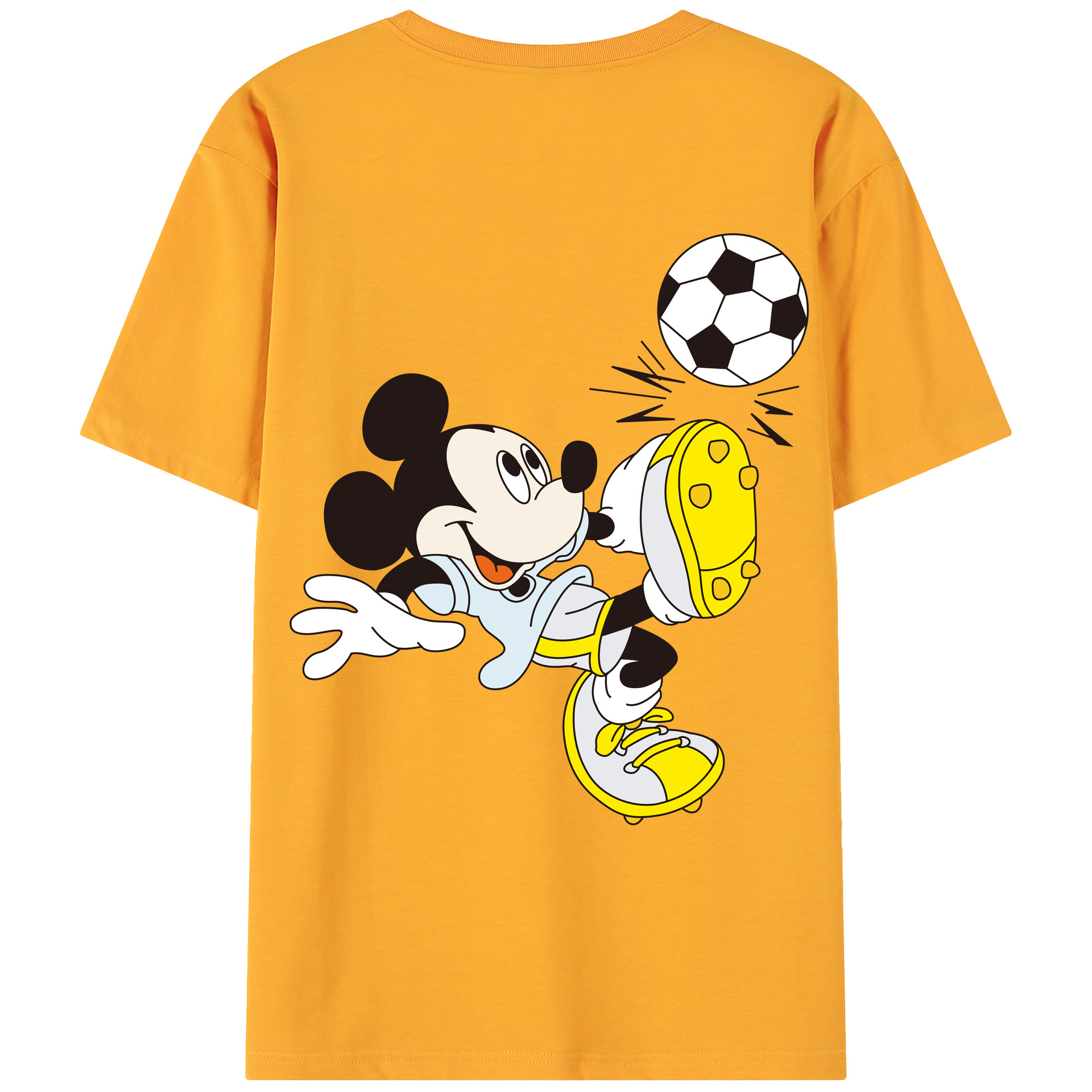 ミッキーマウス Mickey Mouse 綿100％ メンズ半袖Tシャツ（バックプリント） 通気性