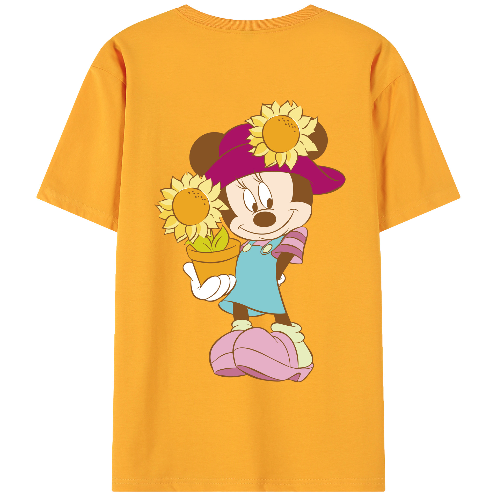 ミッキーマウス Mickey Mouse 綿100％ メンズ半袖Tシャツ（バックプリント） 通気性