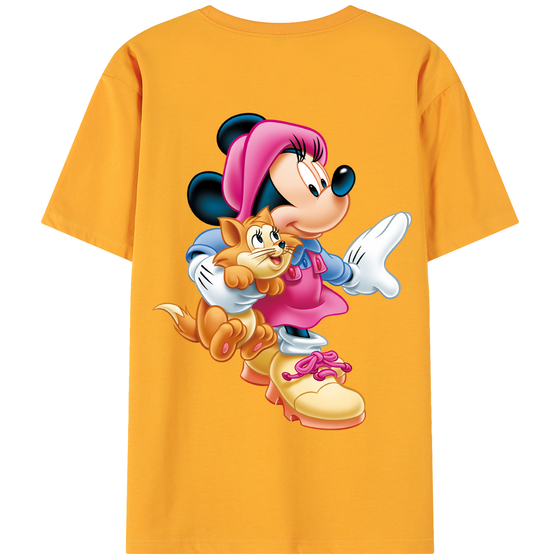 ミッキーマウス Mickey Mouse 綿100％ メンズ半袖Tシャツ（バックプリント） 通気性