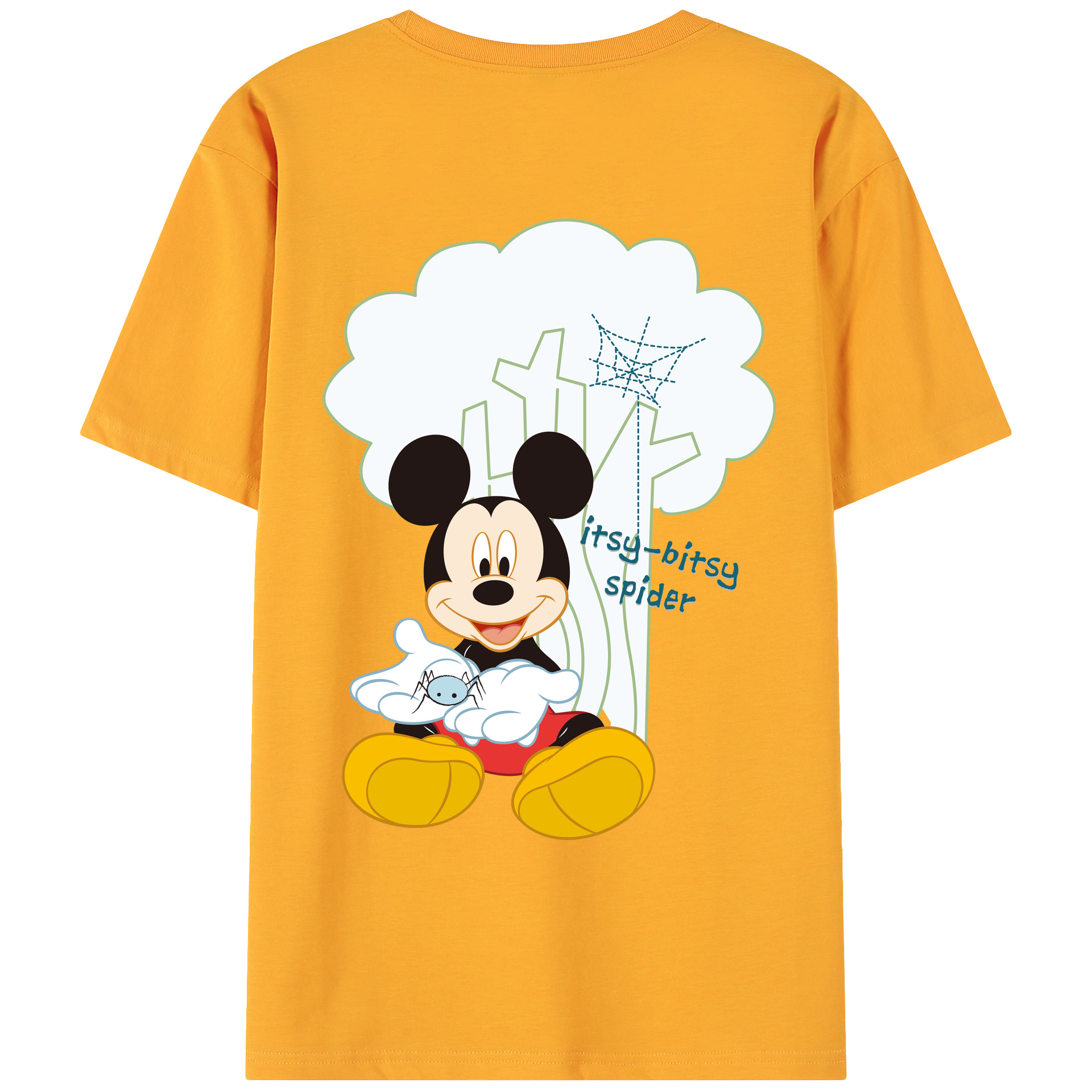 ミッキーマウス Mickey Mouse 綿100％ メンズ半袖Tシャツ（バックプリント） 通気性