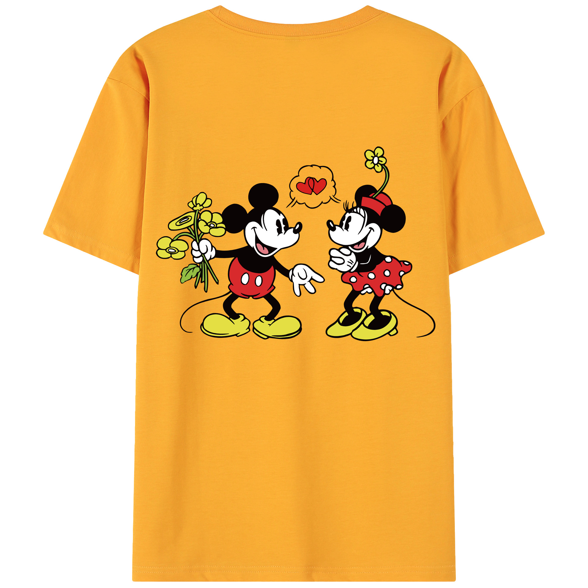 ミッキーマウス Mickey Mouse 綿100％ メンズ半袖Tシャツ（バックプリント） 通気性