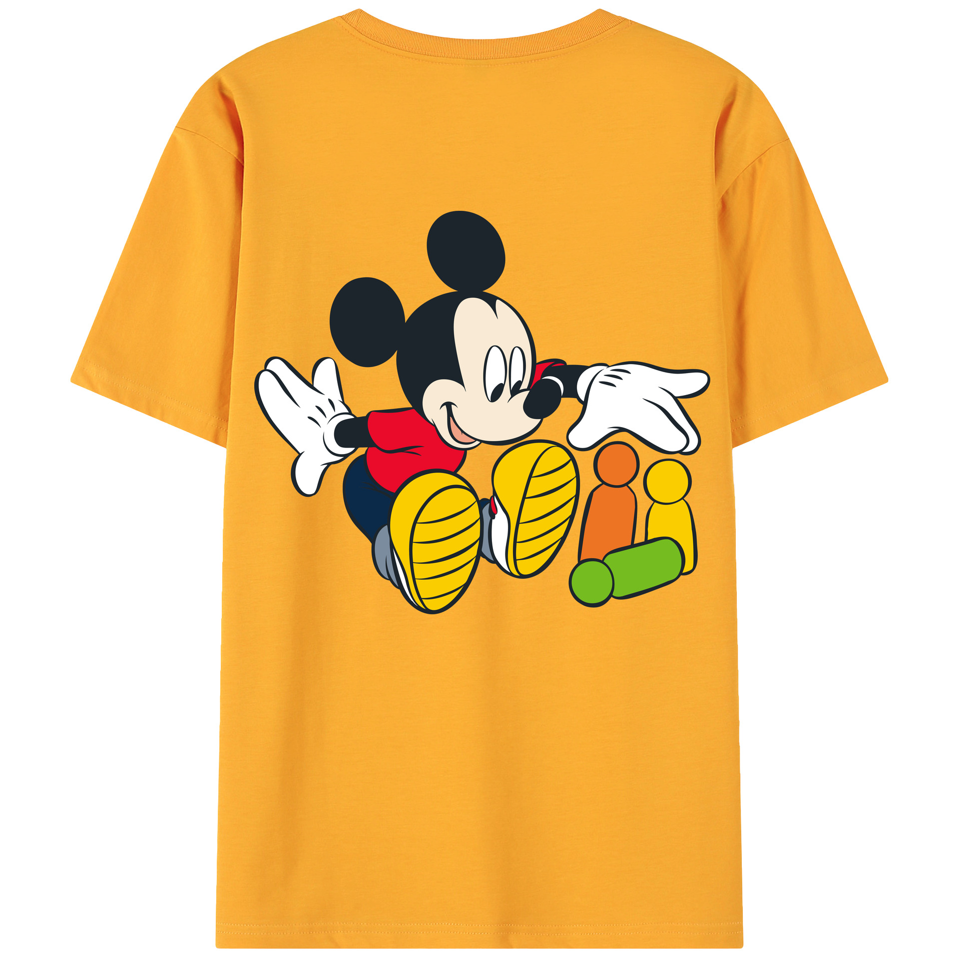 ミッキーマウス Mickey Mouse 綿100％ メンズ半袖Tシャツ（バックプリント） 通気性