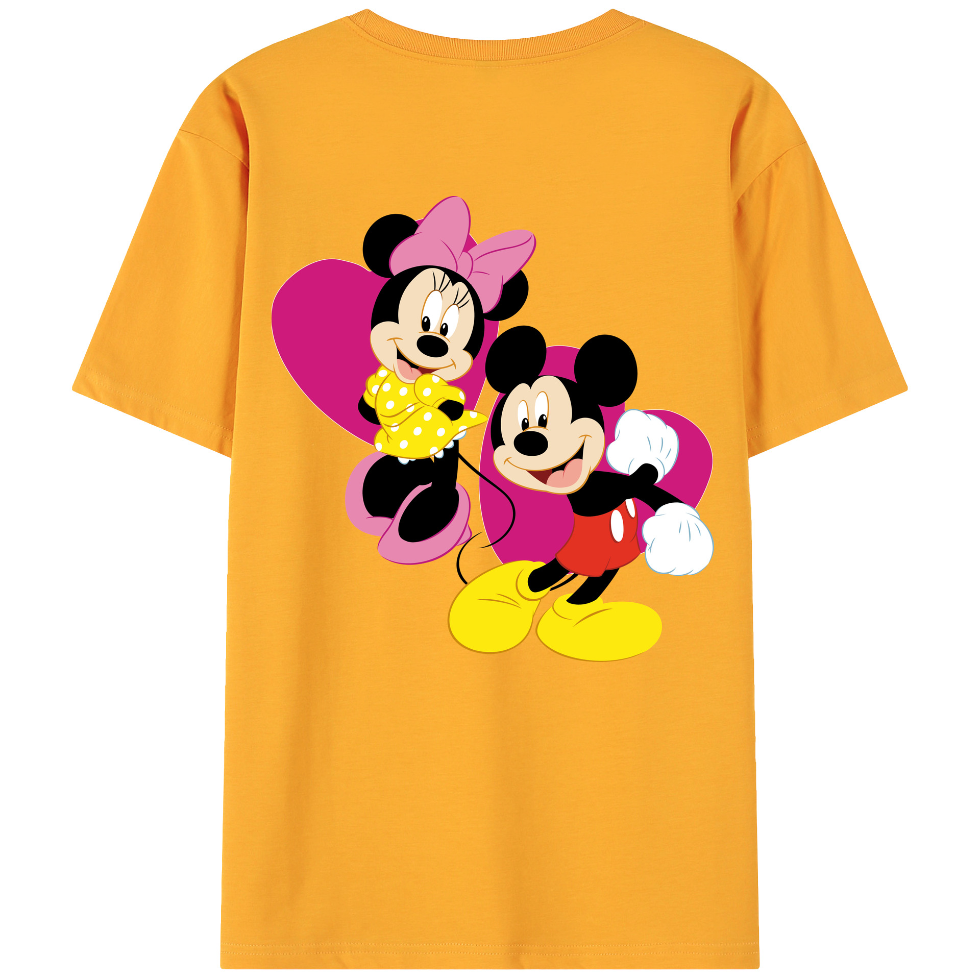 ミッキーマウス Mickey Mouse 綿100％ メンズ半袖Tシャツ（バックプリント） 通気性