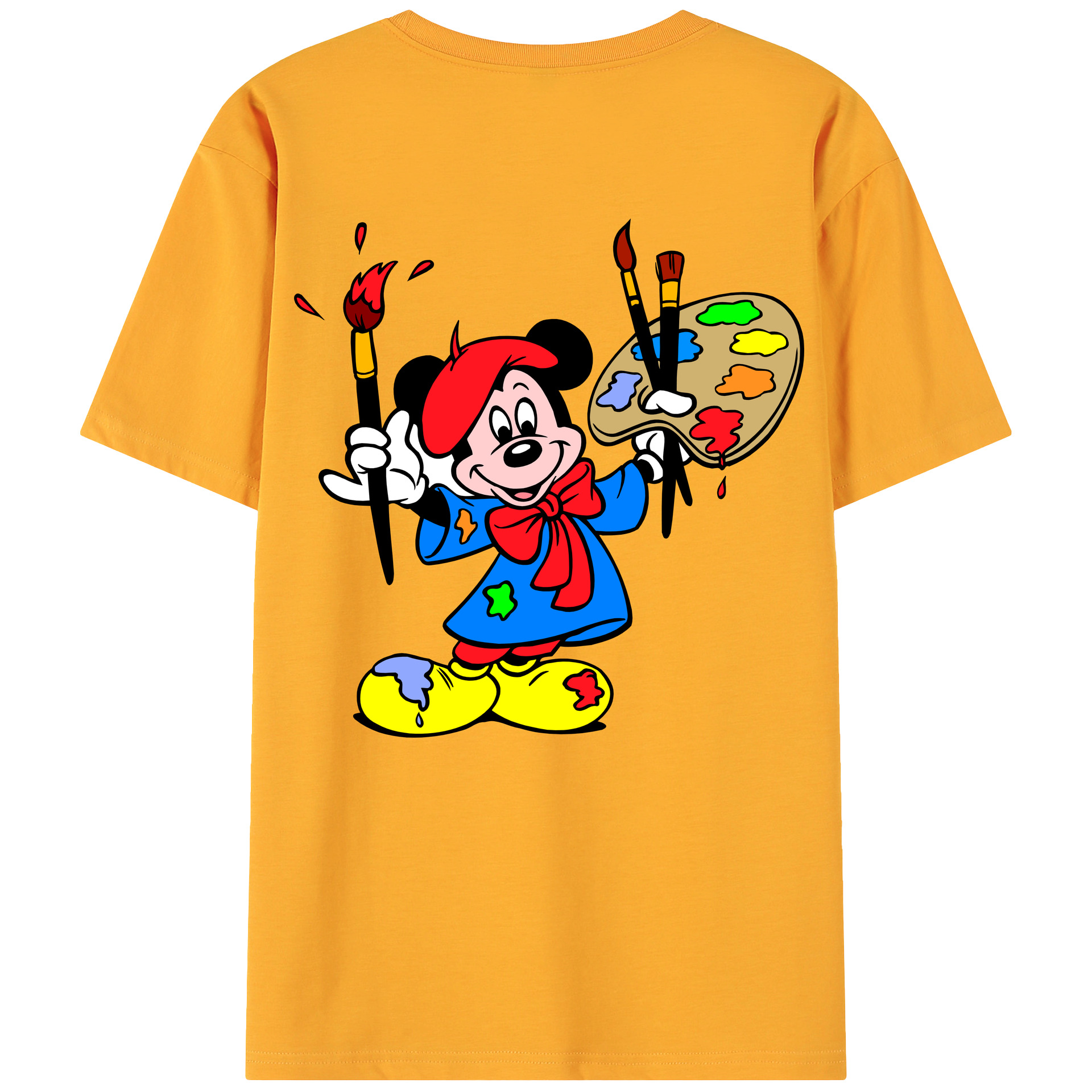 ミッキーマウス Mickey Mouse 綿100％ メンズ半袖Tシャツ（バックプリント） 通気性