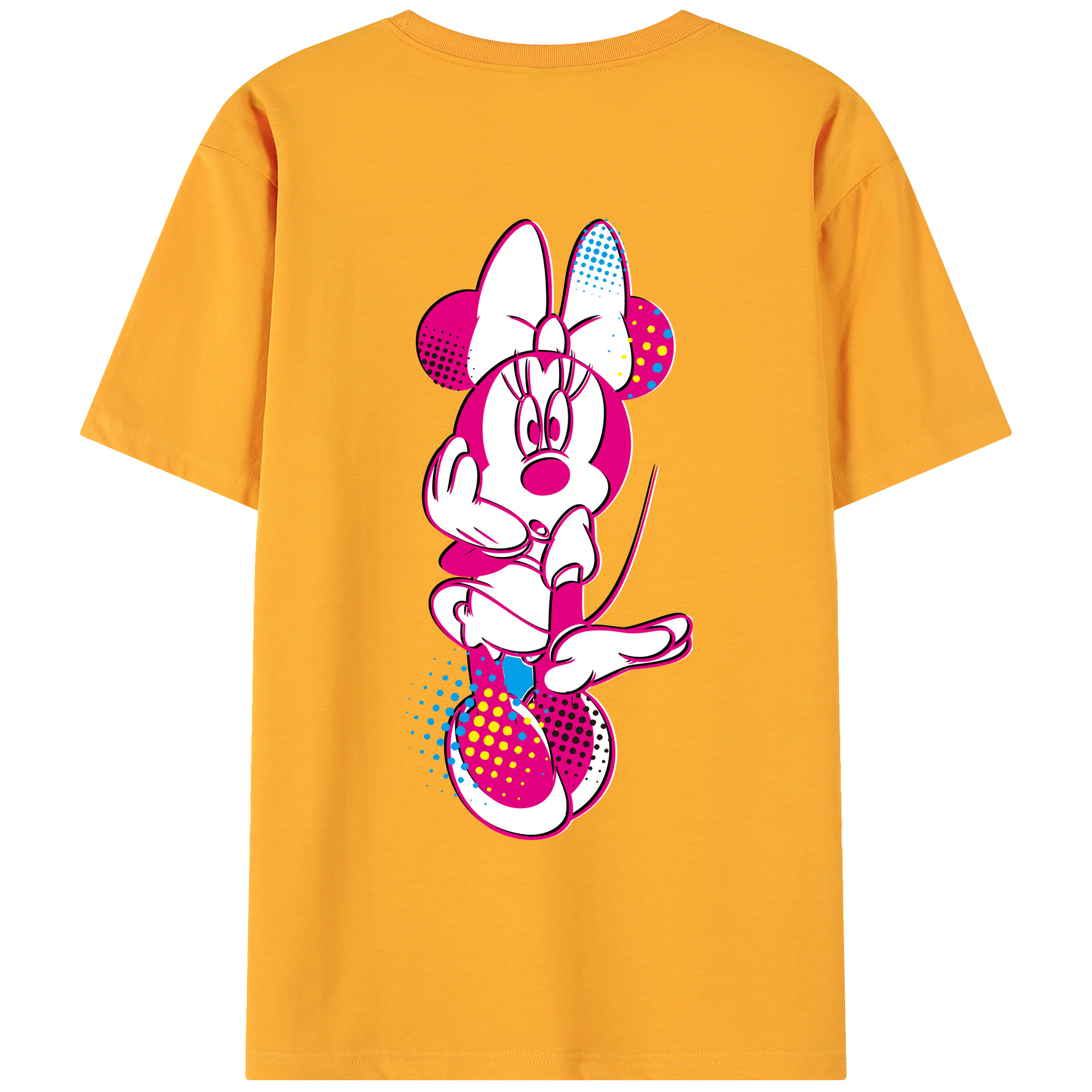 ミッキーマウス Mickey Mouse 綿100％ メンズ半袖Tシャツ（バックプリント） 通気性