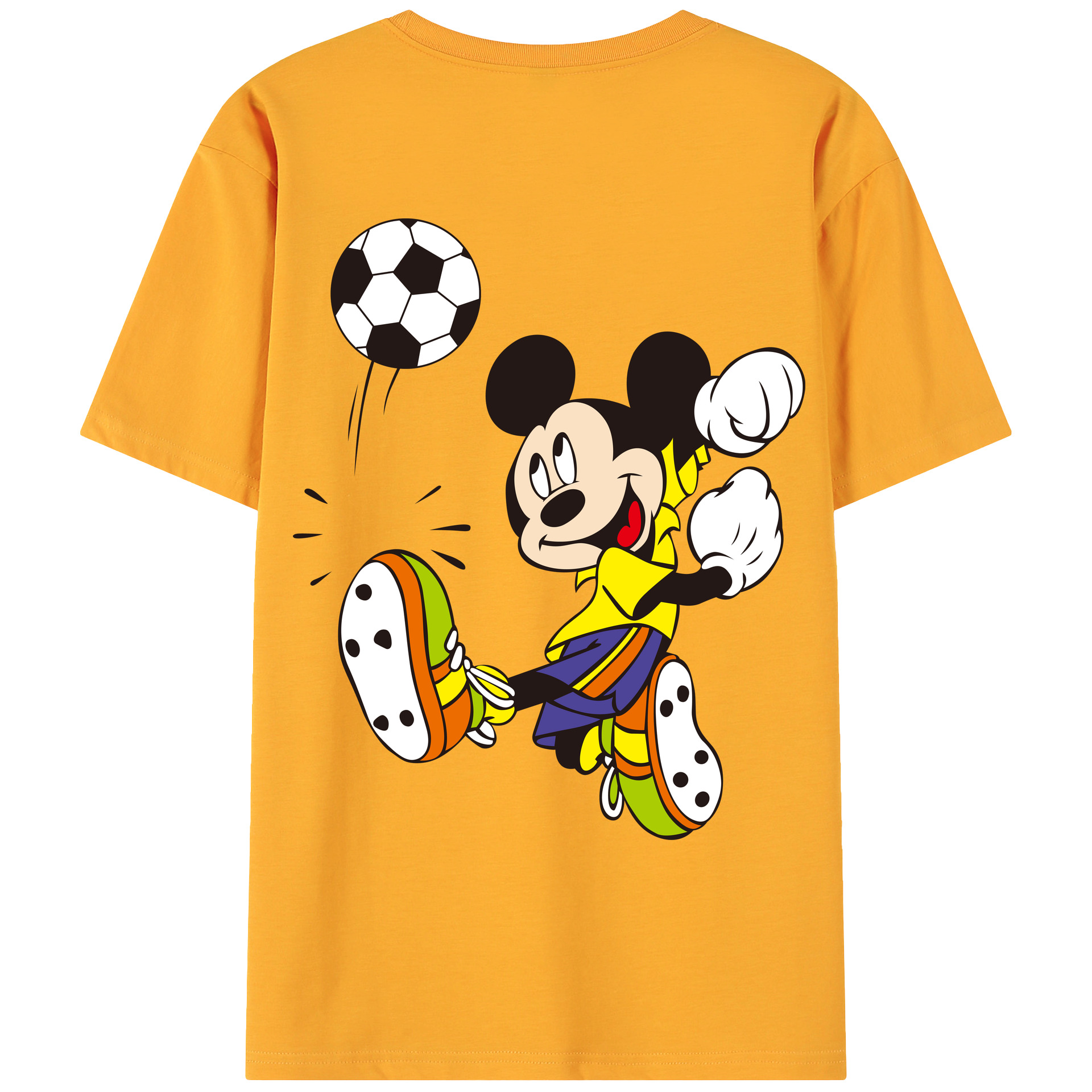 ミッキーマウス Mickey Mouse 綿100％ メンズ半袖Tシャツ（バックプリント） 通気性