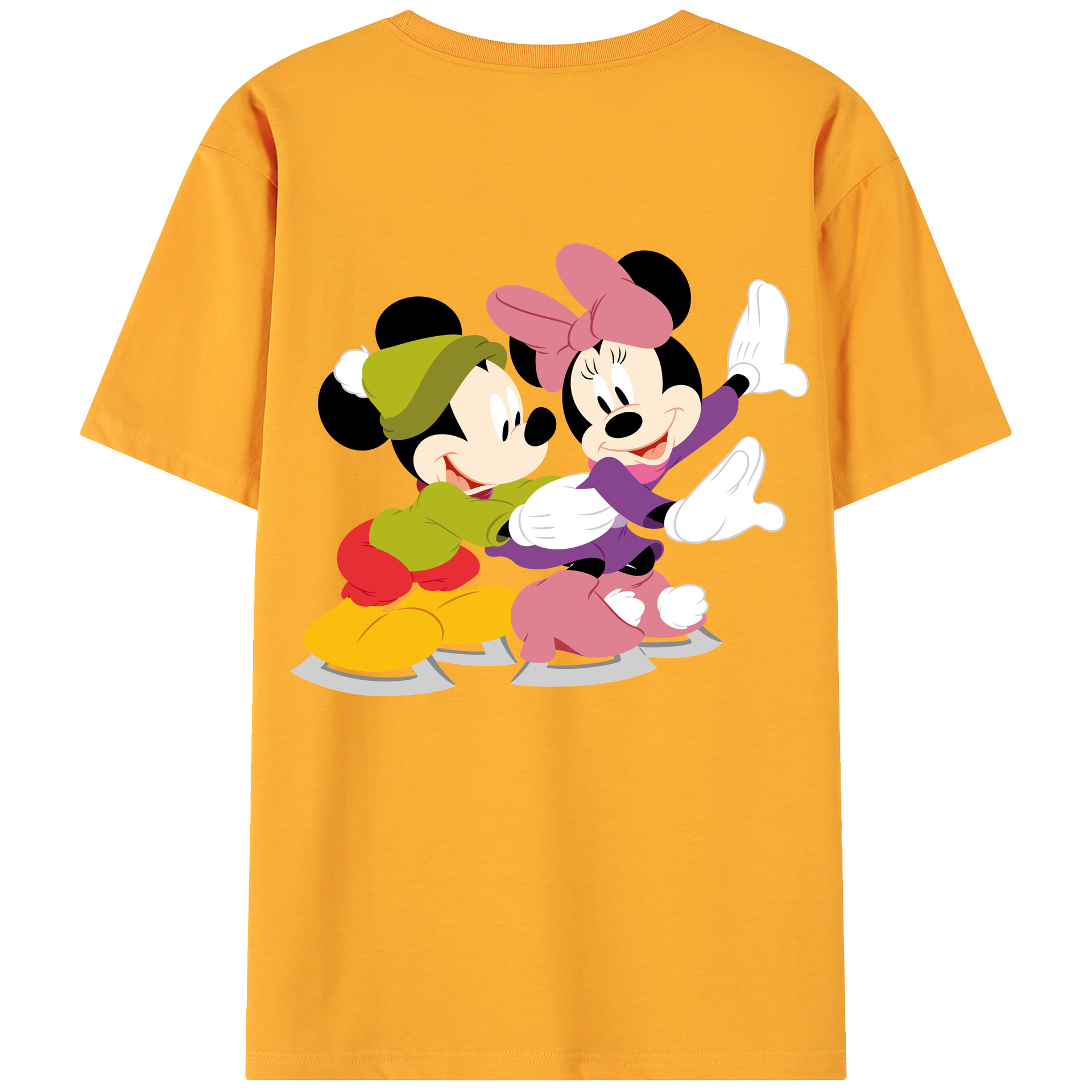 ミッキーマウス Mickey Mouse 綿100％ メンズ半袖Tシャツ（バックプリント） 通気性