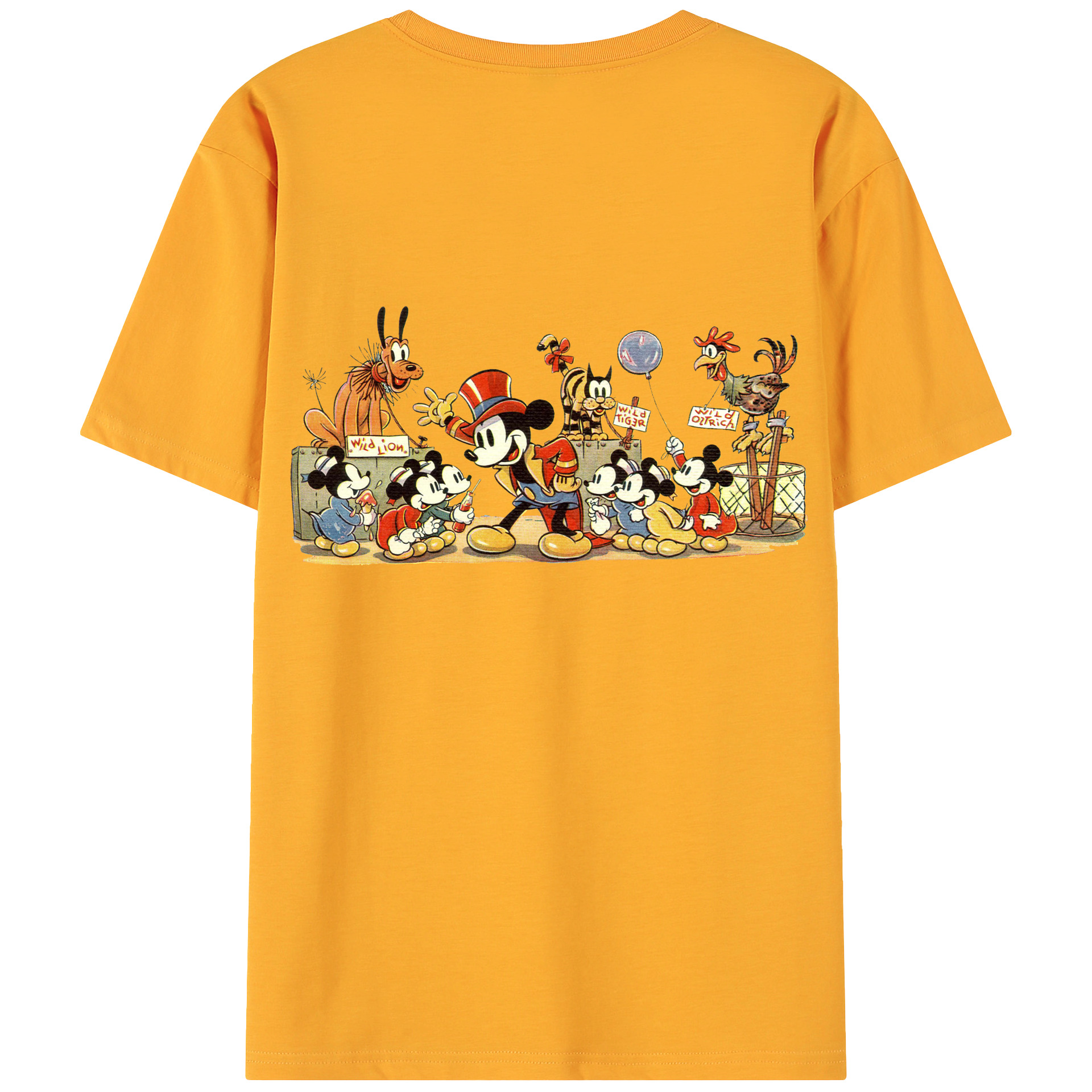 ミッキーマウス Mickey Mouse 綿100％ メンズ半袖Tシャツ（バックプリント） 通気性