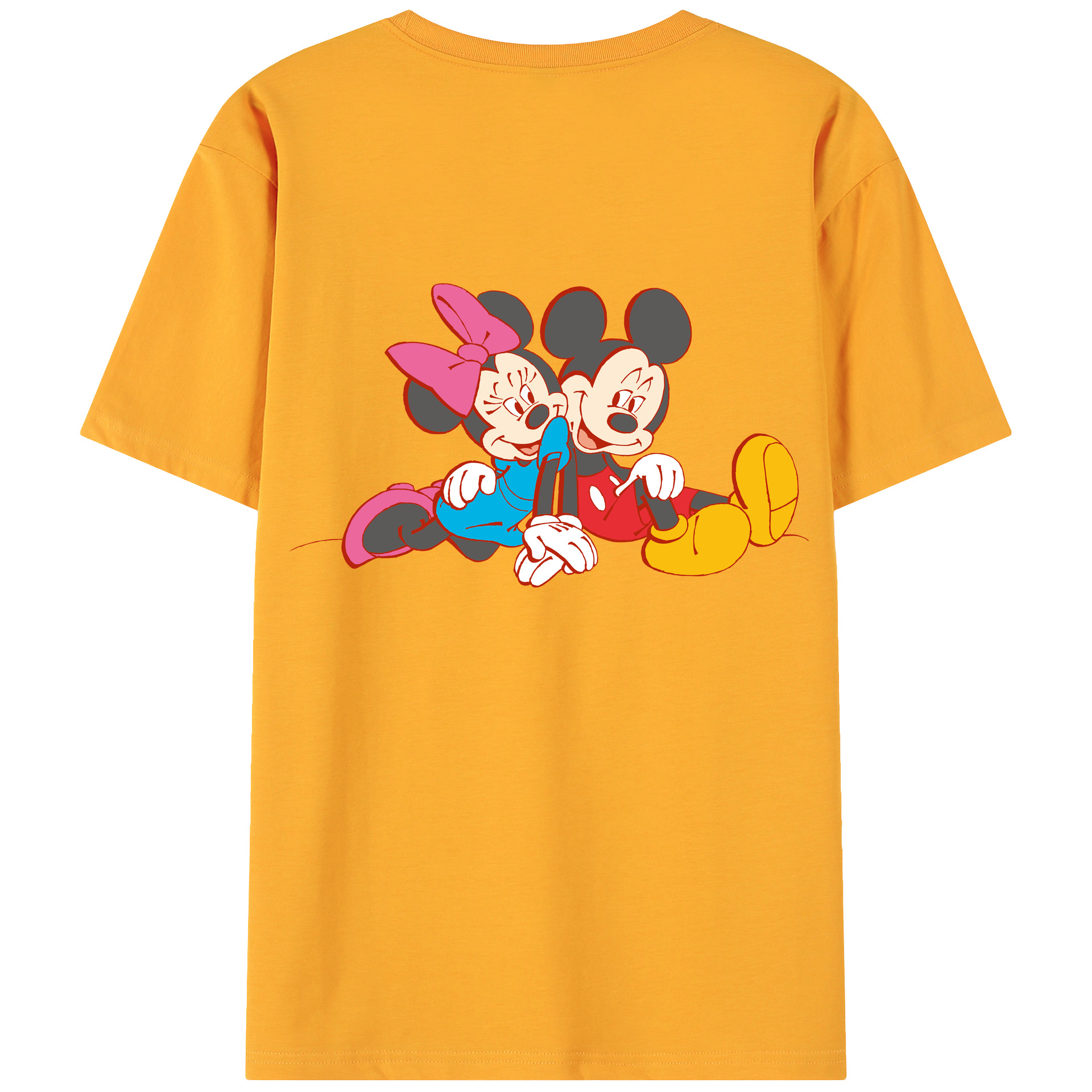 ミッキーマウス Mickey Mouse 綿100％ メンズ半袖Tシャツ（バックプリント） 通気性