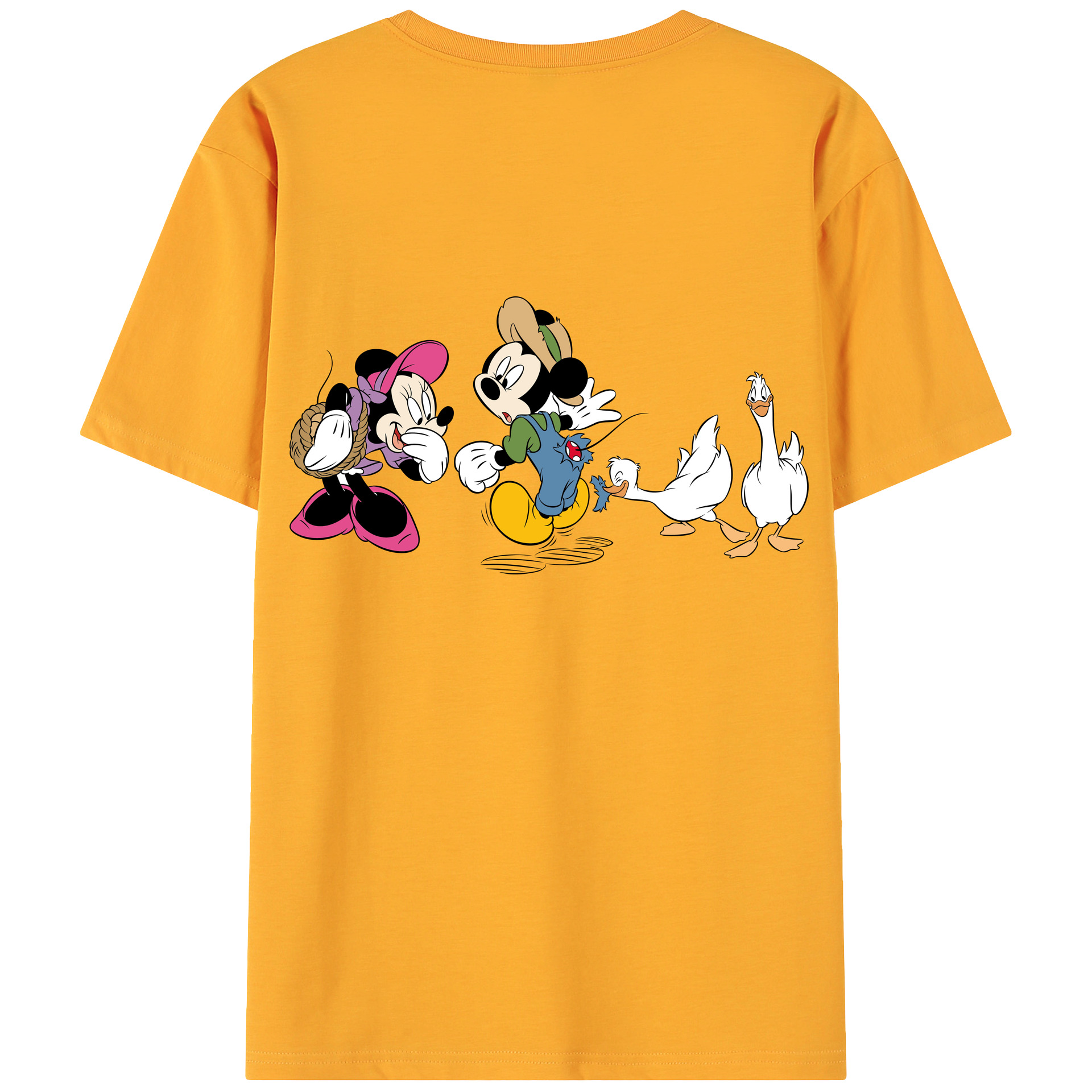 ミッキーマウス Mickey Mouse 綿100％ メンズ半袖Tシャツ（バックプリント） 通気性