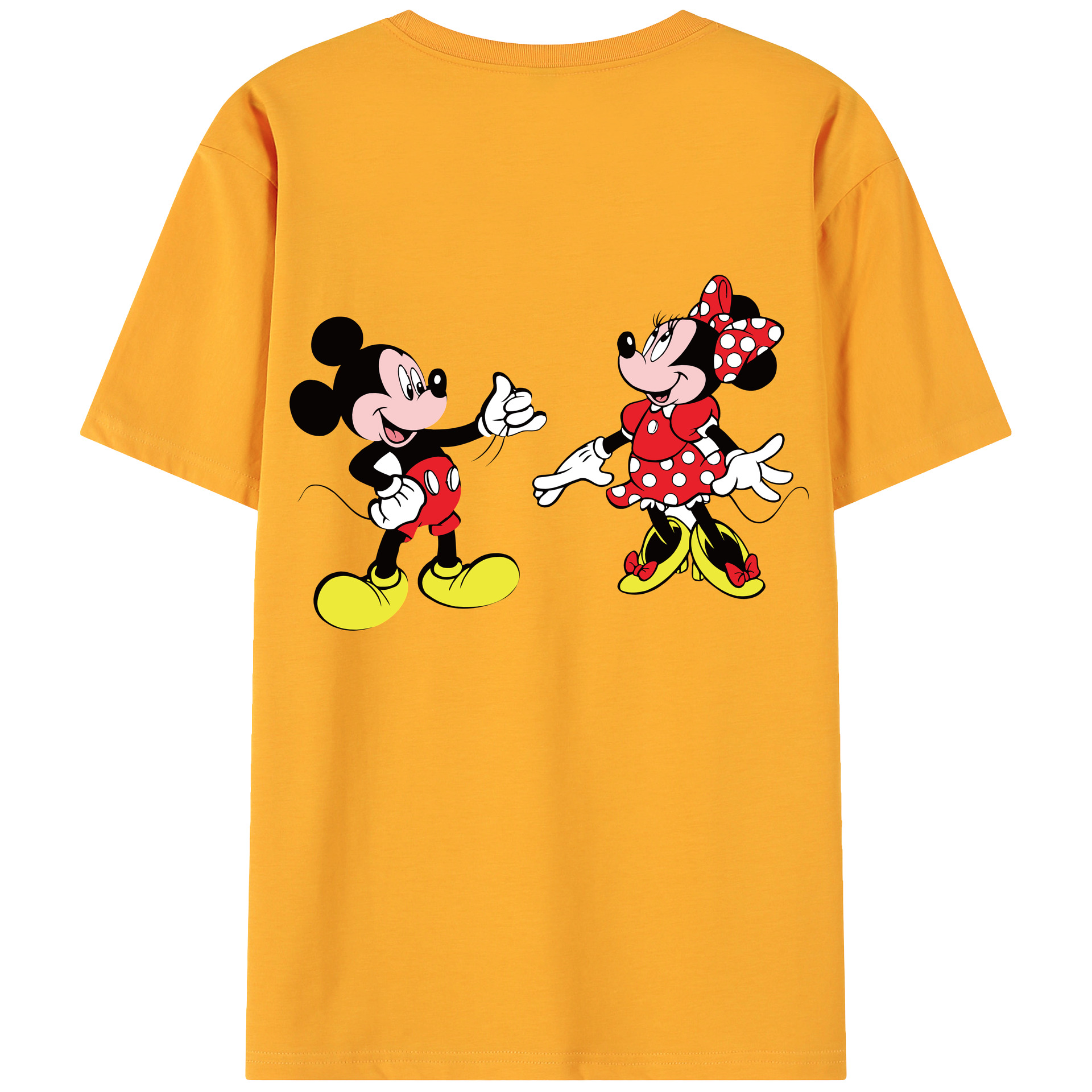 ミッキーマウス Mickey Mouse 綿100％ メンズ半袖Tシャツ（バックプリント） 通気性