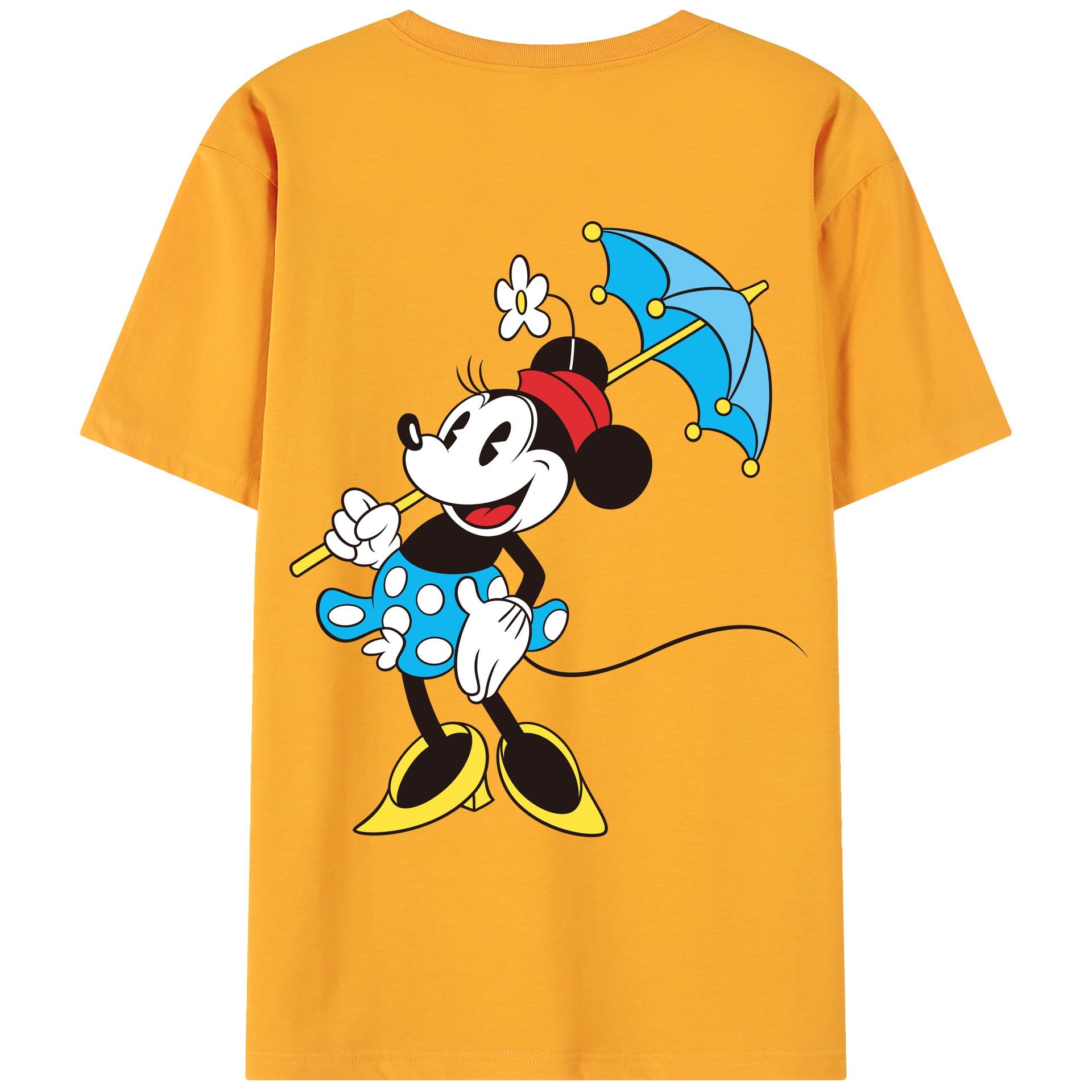 ミッキーマウス Mickey Mouse 綿100％ メンズ半袖Tシャツ（バックプリント） 通気性