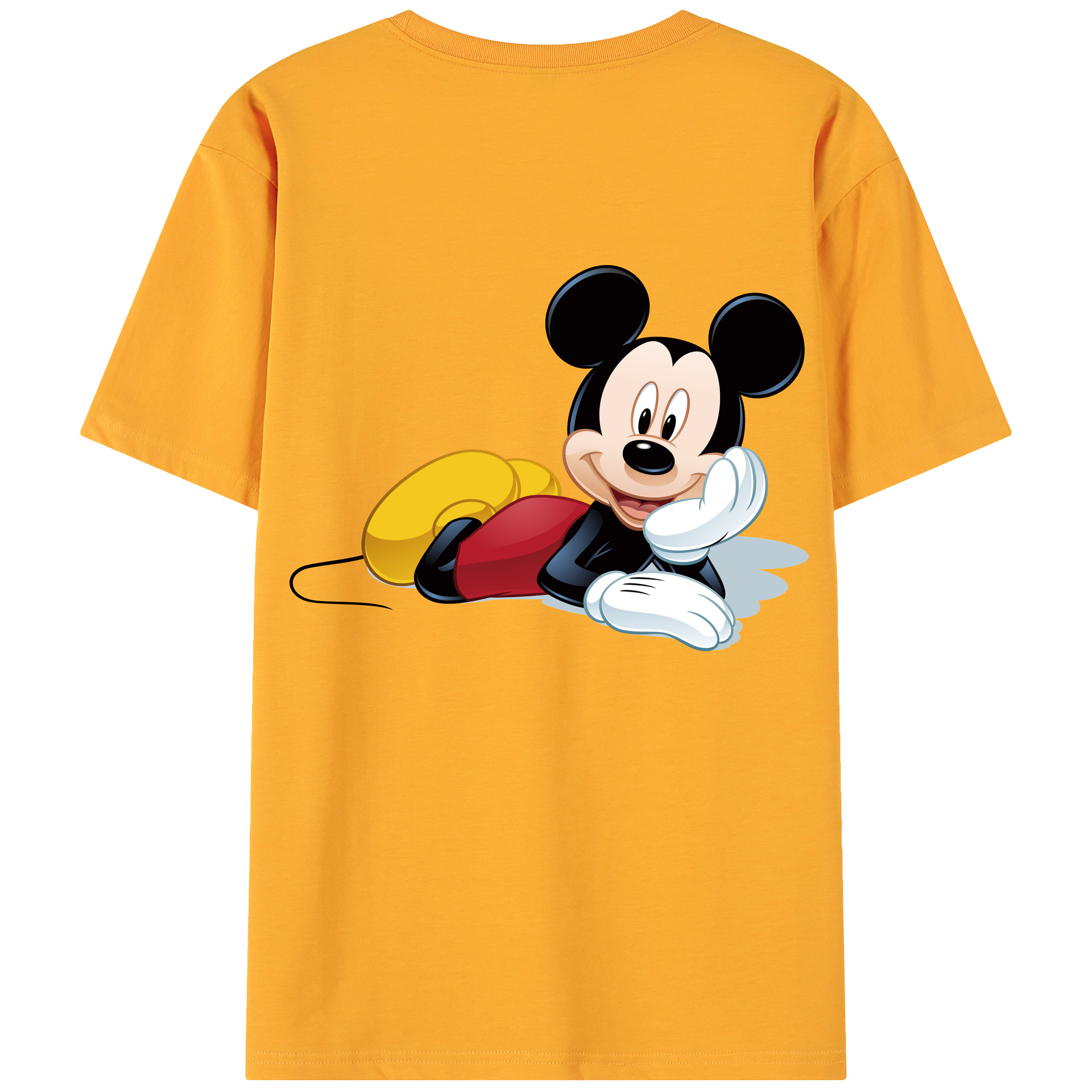 ミッキーマウス Mickey Mouse 綿100％ メンズ半袖Tシャツ（バックプリント） 通気性