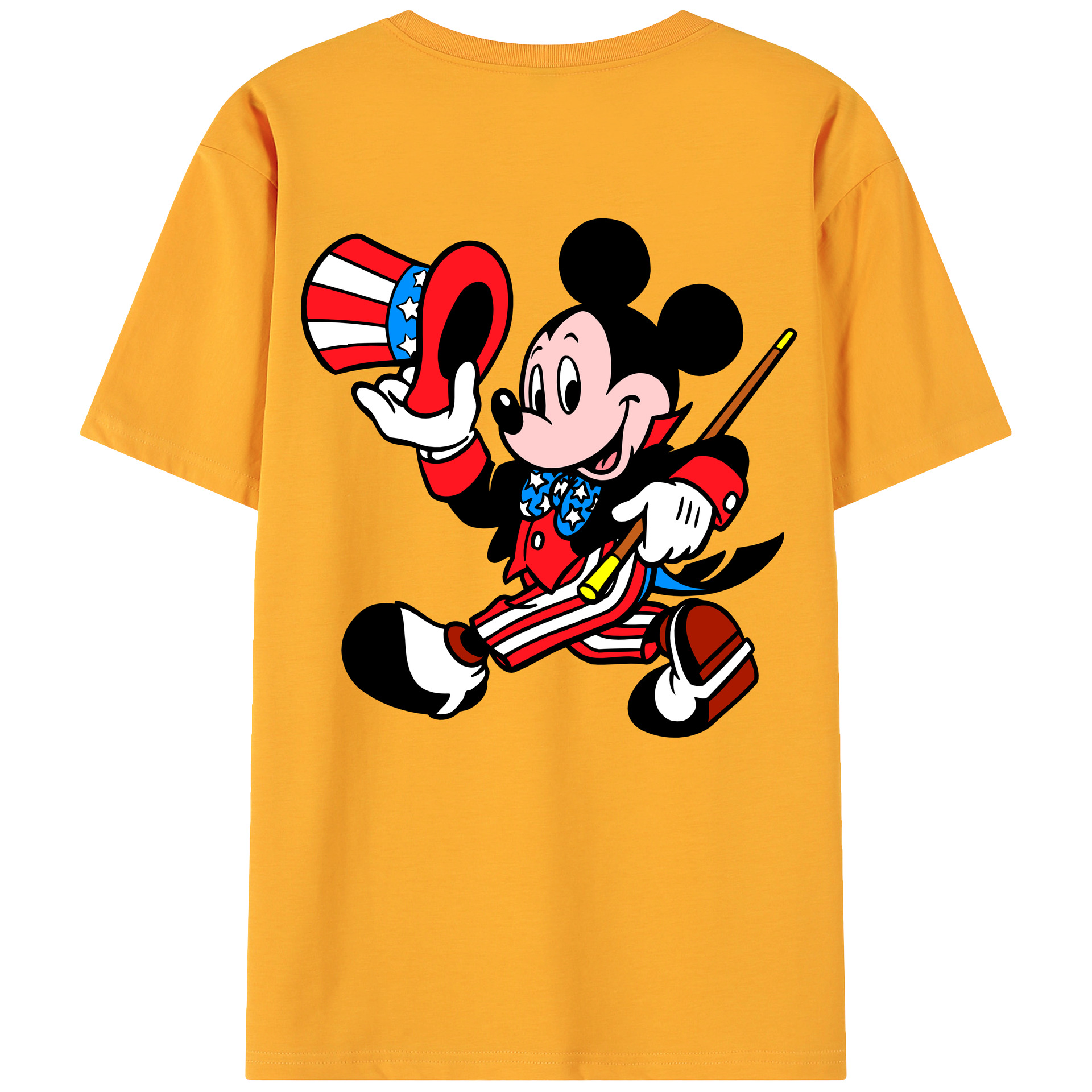 ミッキーマウス Mickey Mouse 綿100％ メンズ半袖Tシャツ（バックプリント） 通気性