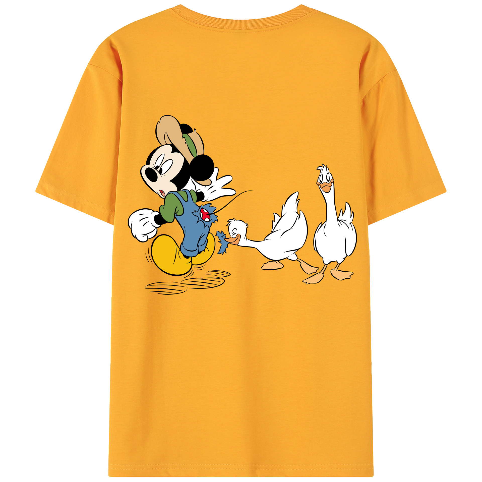 ミッキーマウス Mickey Mouse 綿100％ メンズ半袖Tシャツ（バックプリント） 通気性