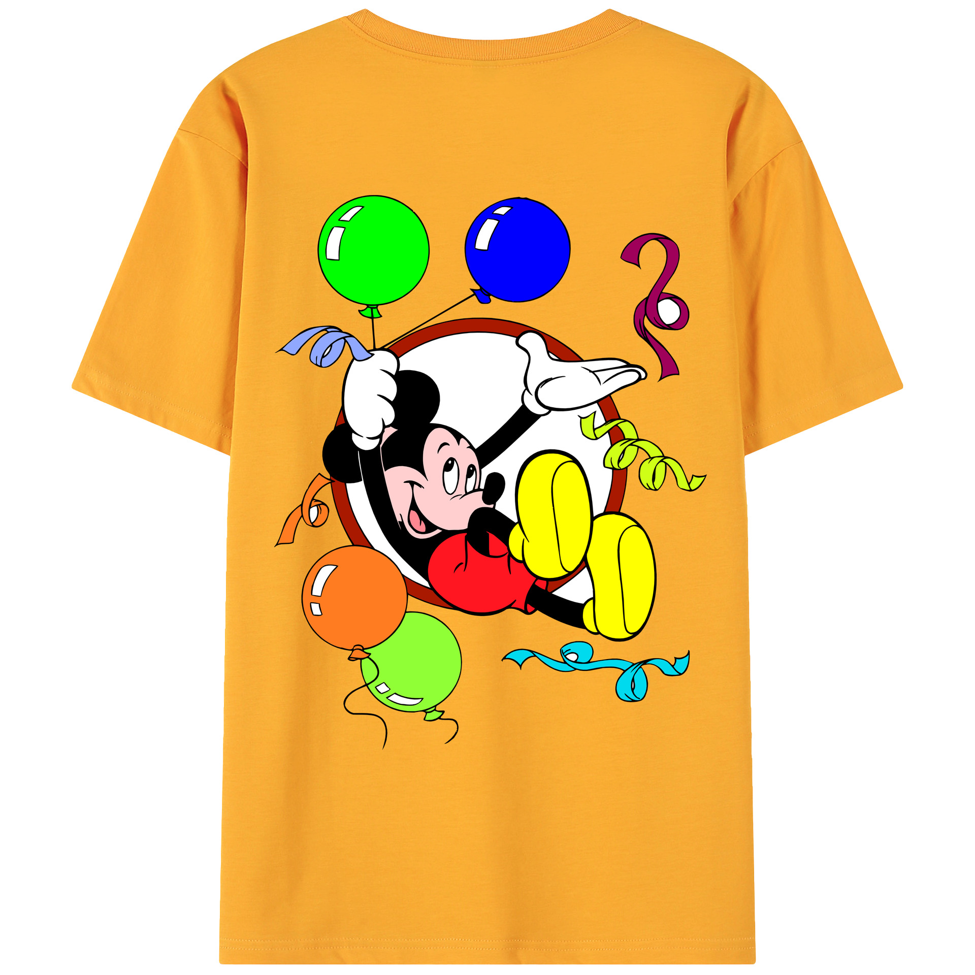 ミッキーマウス Mickey Mouse 綿100％ メンズ半袖Tシャツ（バックプリント） 通気性
