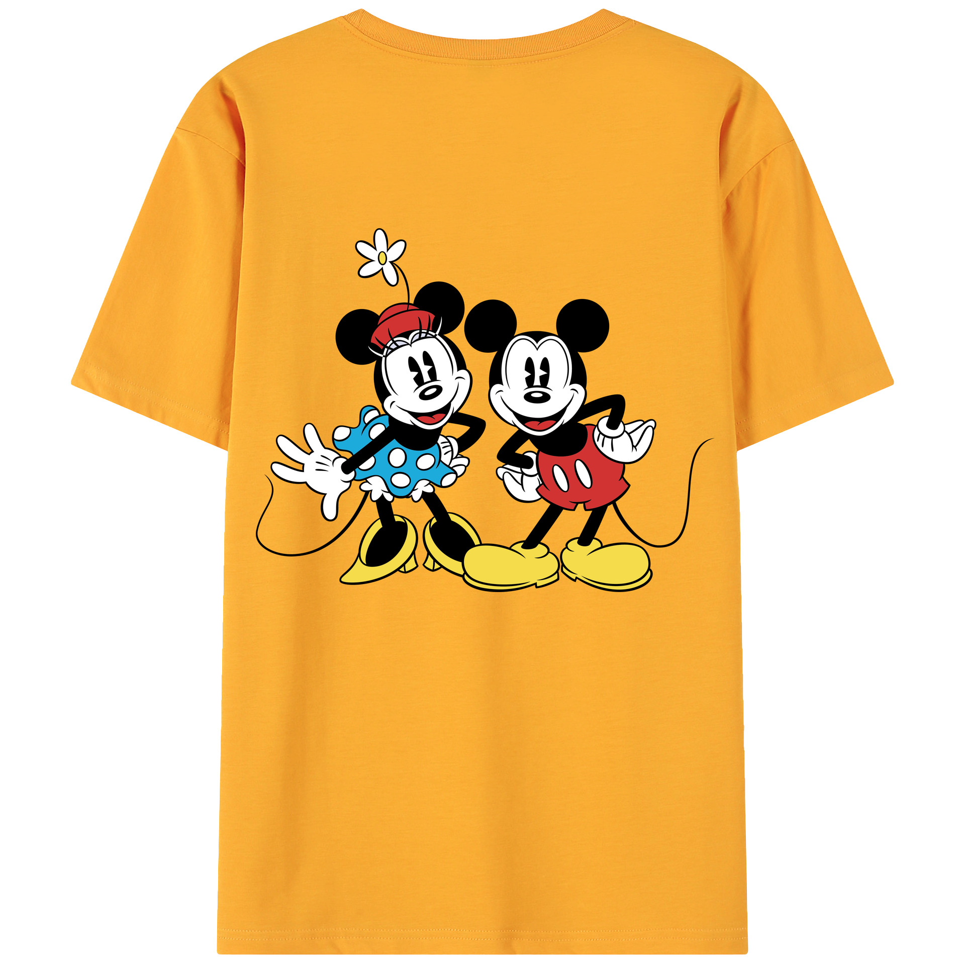 ミッキーマウス Mickey Mouse 綿100％ メンズ半袖Tシャツ（バックプリント） 通気性