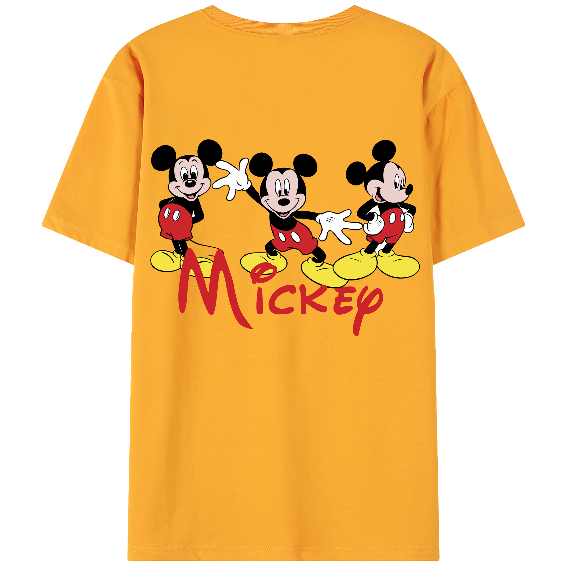 ミッキーマウス Mickey Mouse 綿100％ メンズ半袖Tシャツ（バックプリント） 通気性