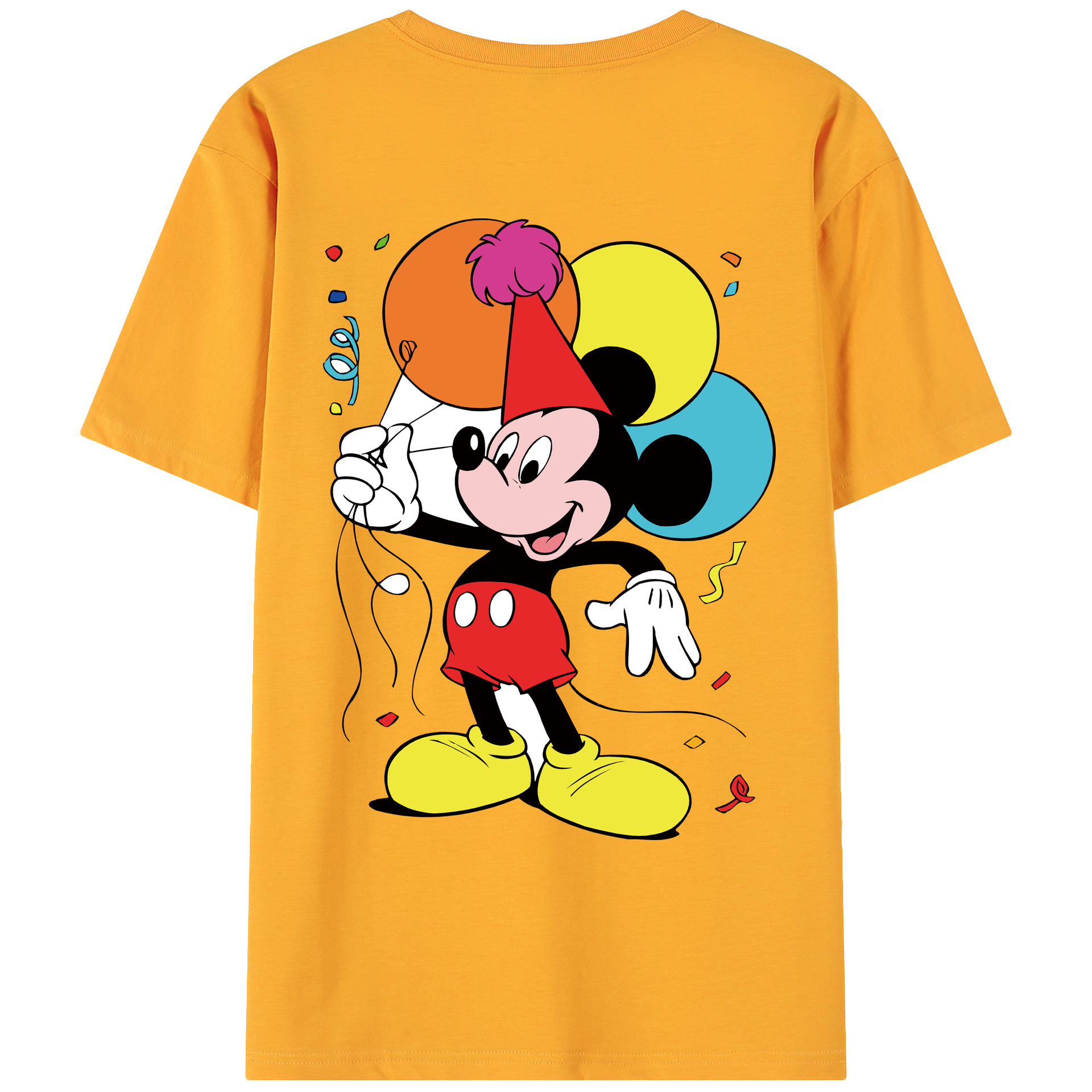 ミッキーマウス Mickey Mouse 綿100％ メンズ半袖Tシャツ（バックプリント） 通気性