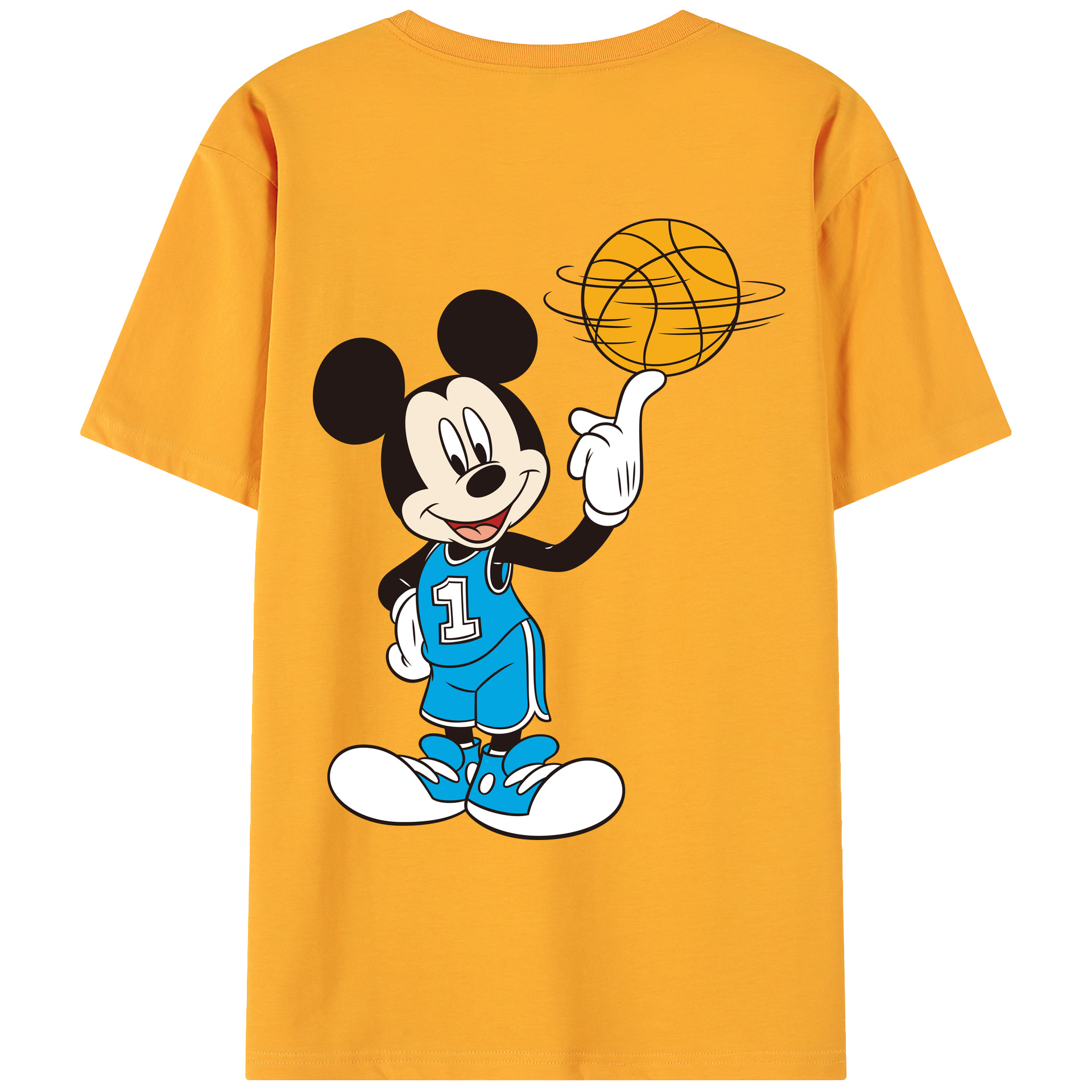 ミッキーマウス Mickey Mouse 綿100％ メンズ半袖Tシャツ（バックプリント） 通気性