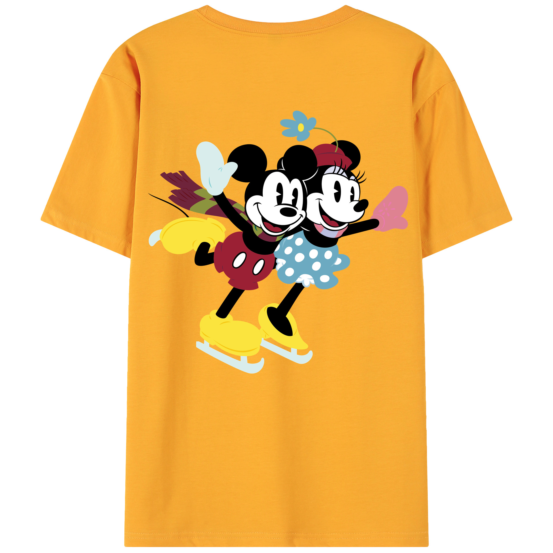 ミッキーマウス Mickey Mouse 綿100％ メンズ半袖Tシャツ（バックプリント） 通気性