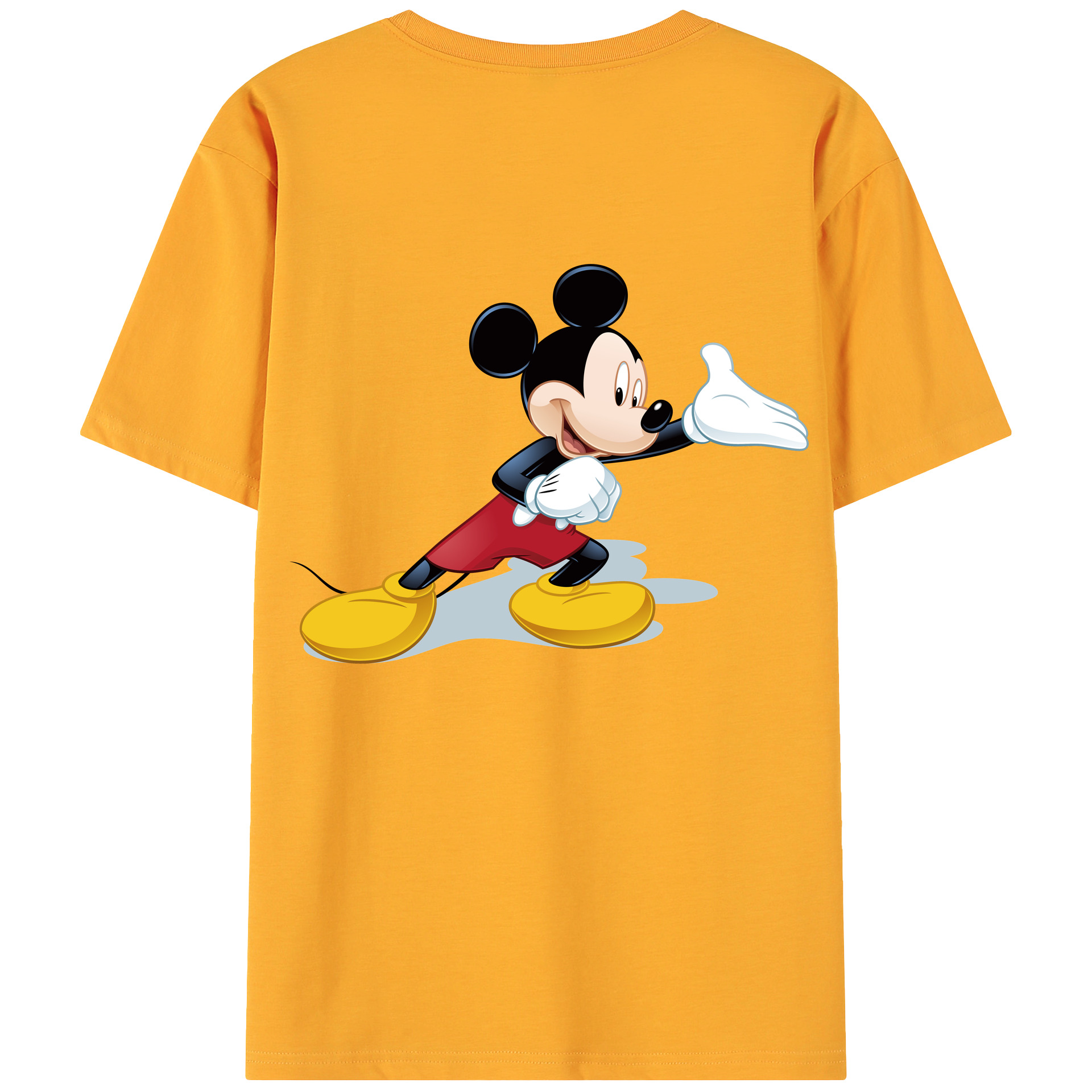 ミッキーマウス Mickey Mouse 綿100％ メンズ半袖Tシャツ（バックプリント） 通気性