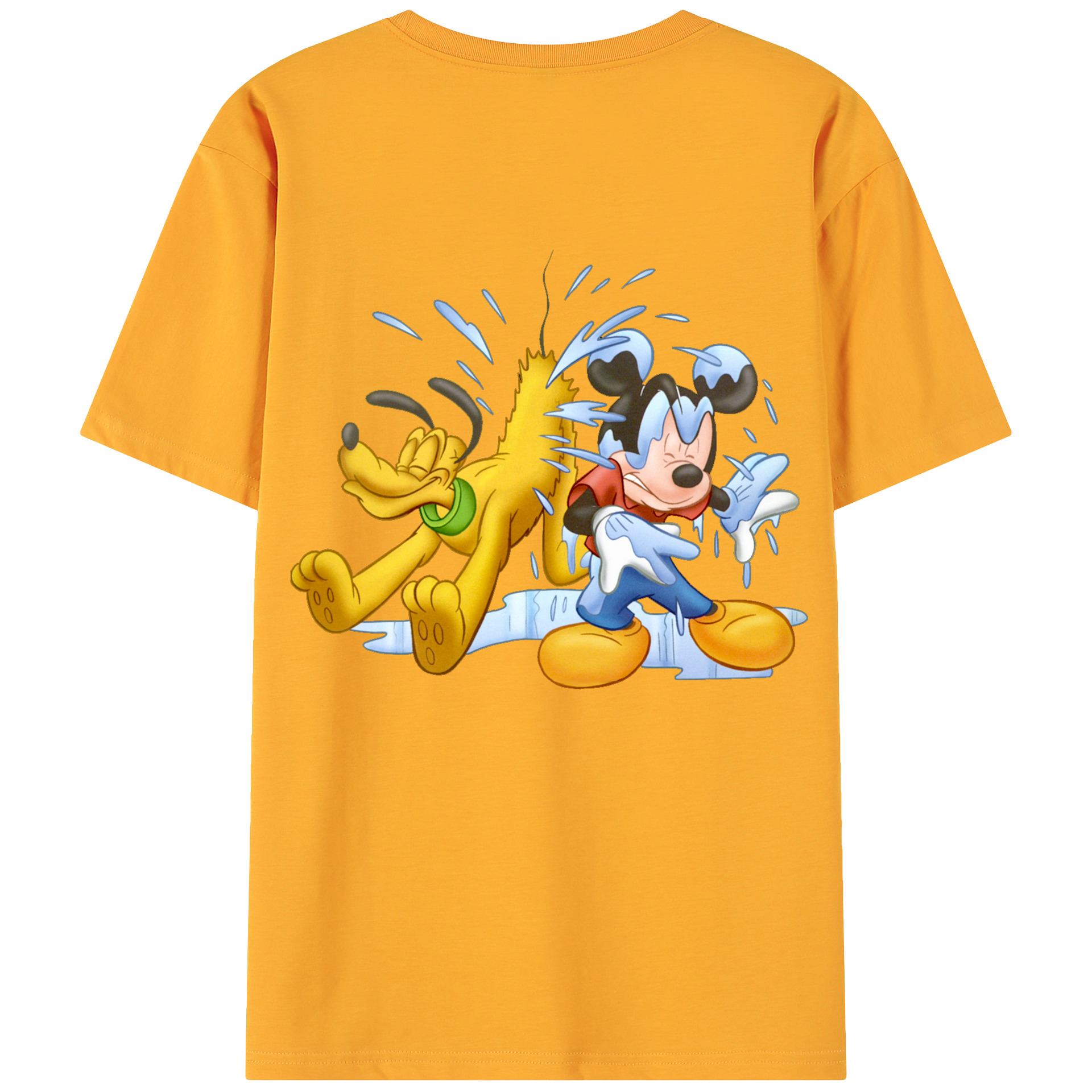 ミッキーマウス Mickey Mouse 綿100％ メンズ半袖Tシャツ（バックプリント） 通気性