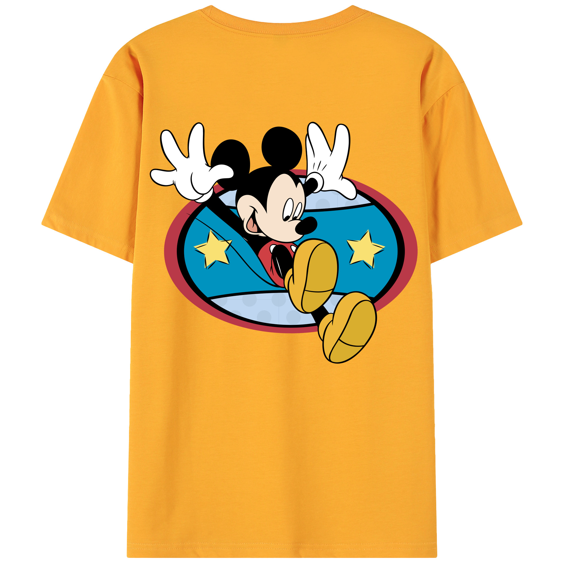 ミッキーマウス Mickey Mouse 綿100％ メンズ半袖Tシャツ（バックプリント） 通気性