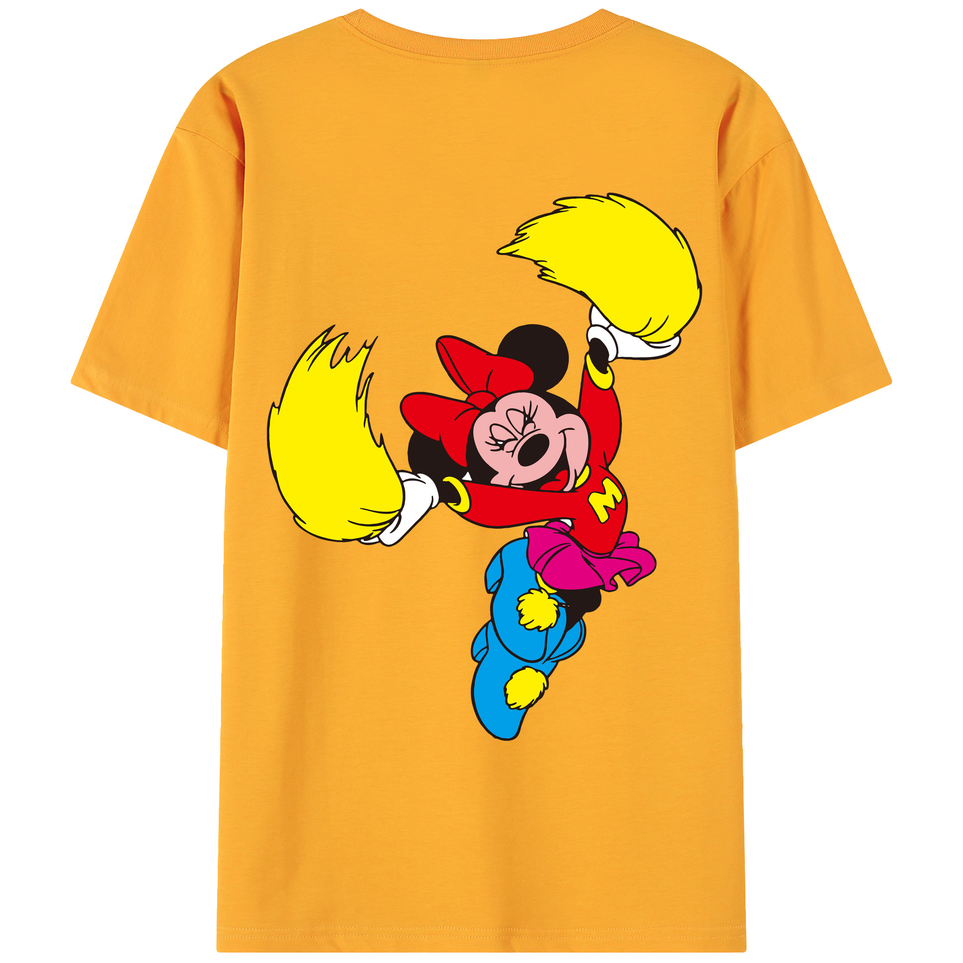 ミッキーマウス Mickey Mouse 綿100％ メンズ半袖Tシャツ（バックプリント） 通気性