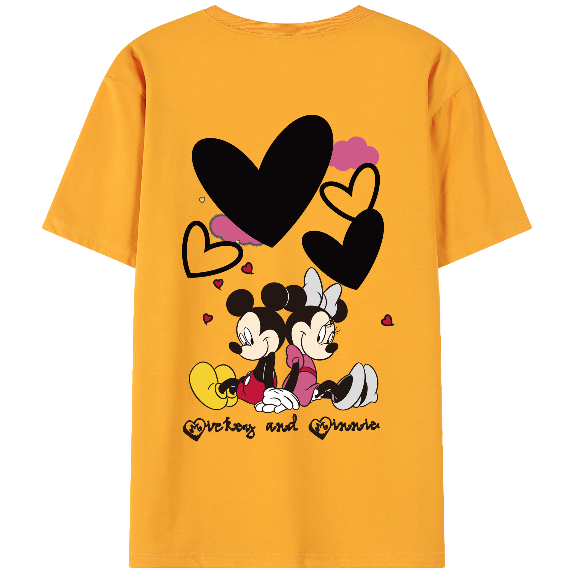 ミッキーマウス Mickey Mouse 綿100％ メンズ半袖Tシャツ（バックプリント） 通気性