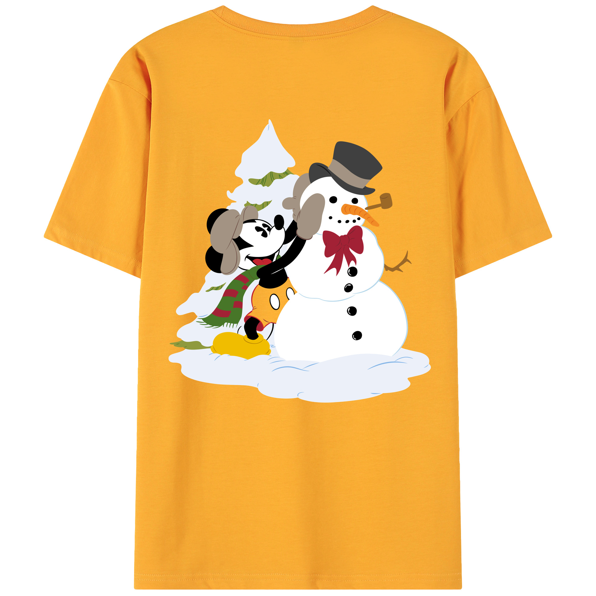 ミッキーマウス Mickey Mouse 綿100％ メンズ半袖Tシャツ（バックプリント） 通気性