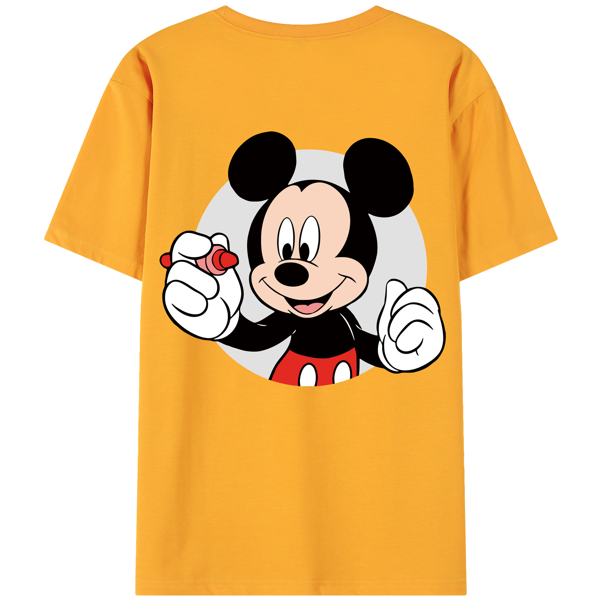ミッキーマウス Mickey Mouse 綿100％ メンズ半袖Tシャツ（バックプリント） 通気性