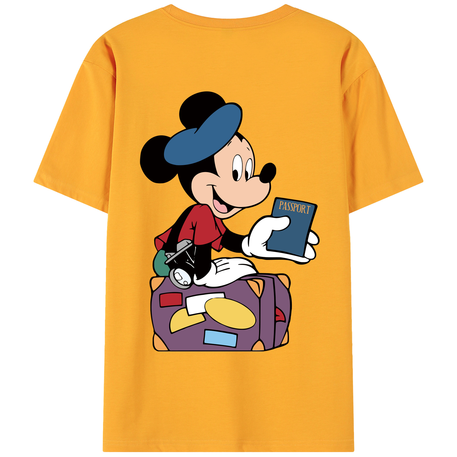 ミッキーマウス Mickey Mouse 綿100％ メンズ半袖Tシャツ（バックプリント） 通気性