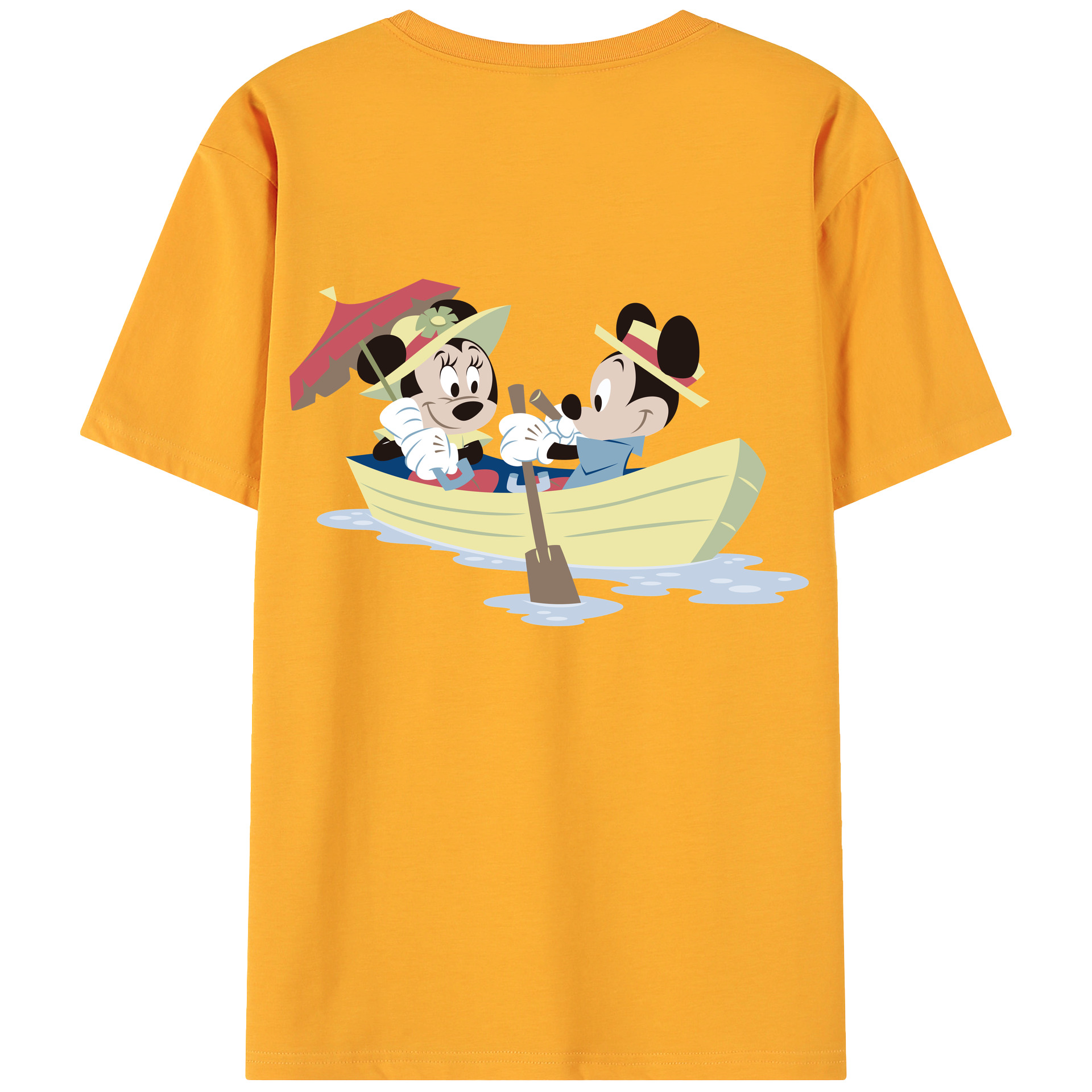 ミッキーマウス Mickey Mouse 綿100％ メンズ半袖Tシャツ（バックプリント） 通気性