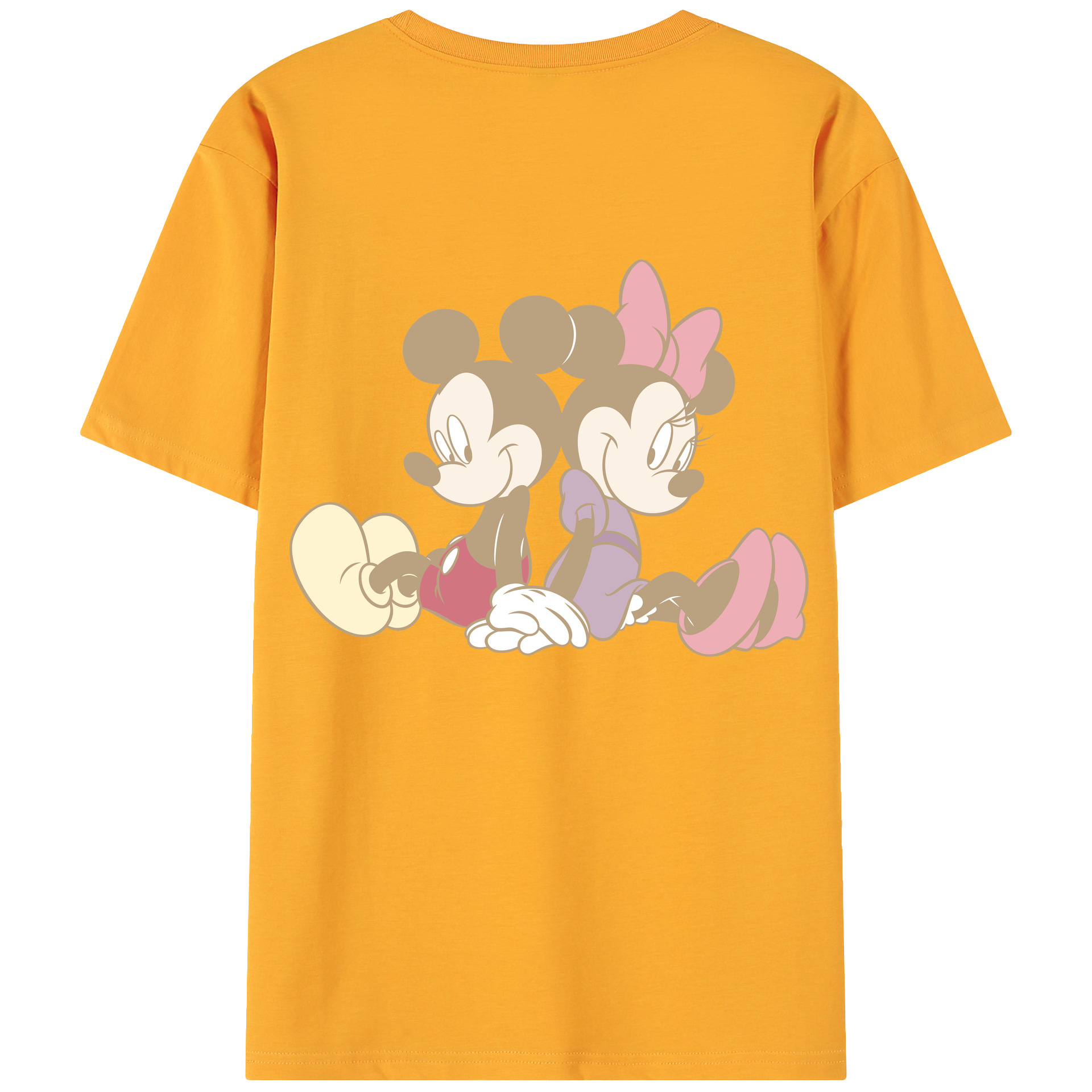 ミッキーマウス Mickey Mouse 綿100％ メンズ半袖Tシャツ（バックプリント） 通気性