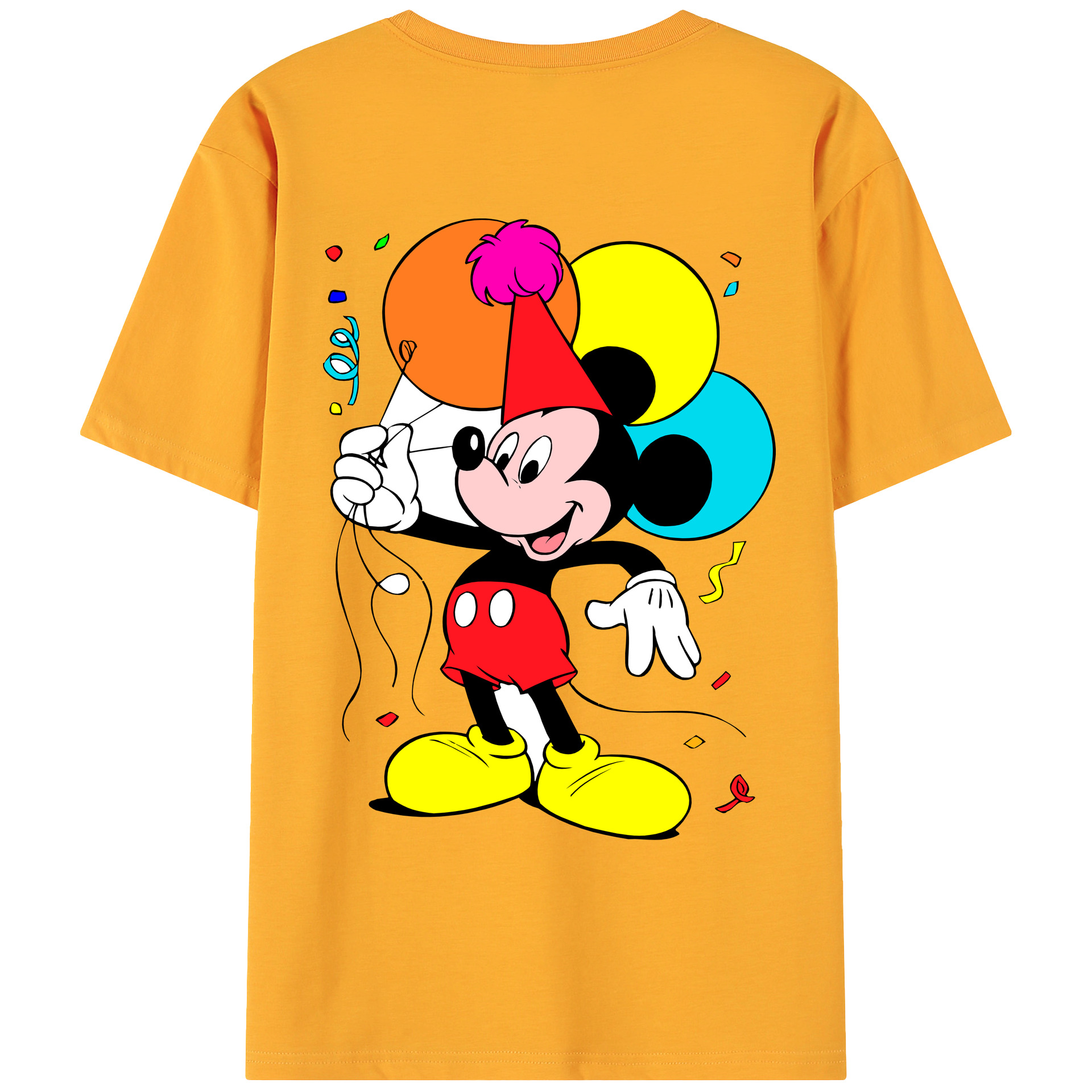 ミッキーマウス Mickey Mouse 綿100％ メンズ半袖Tシャツ（バックプリント） 通気性