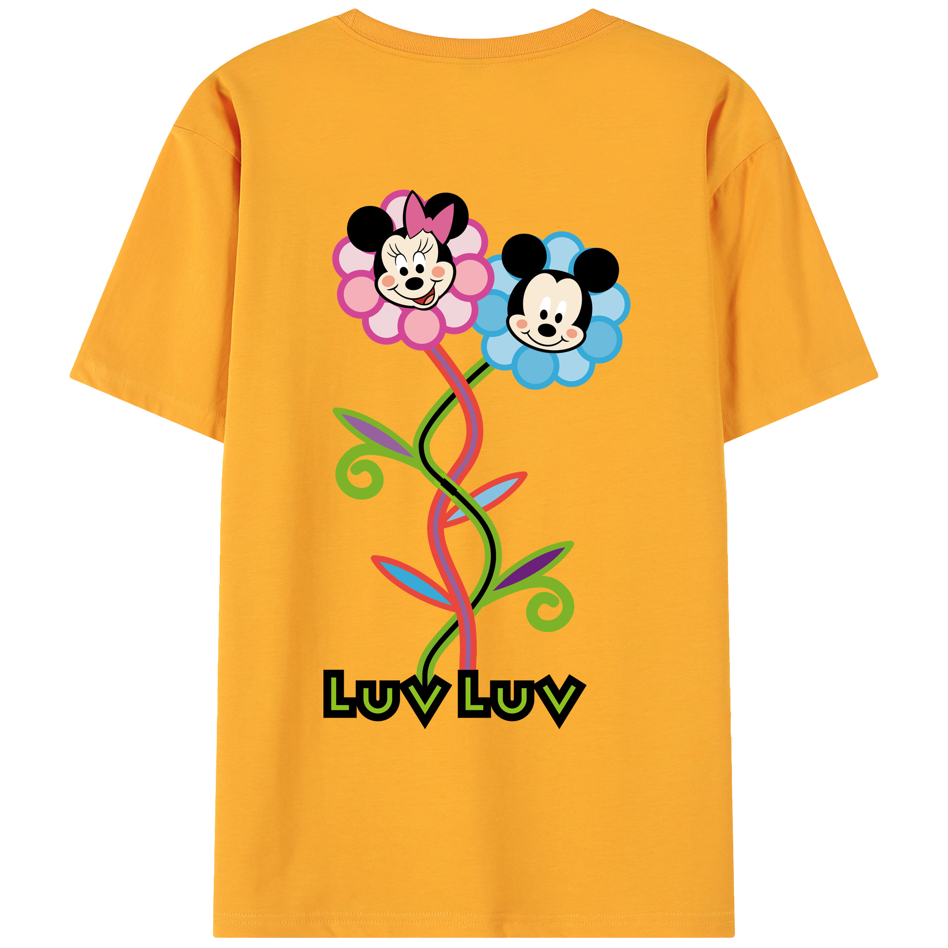 ミッキーマウス Mickey Mouse 綿100％ メンズ半袖Tシャツ（バックプリント） 通気性