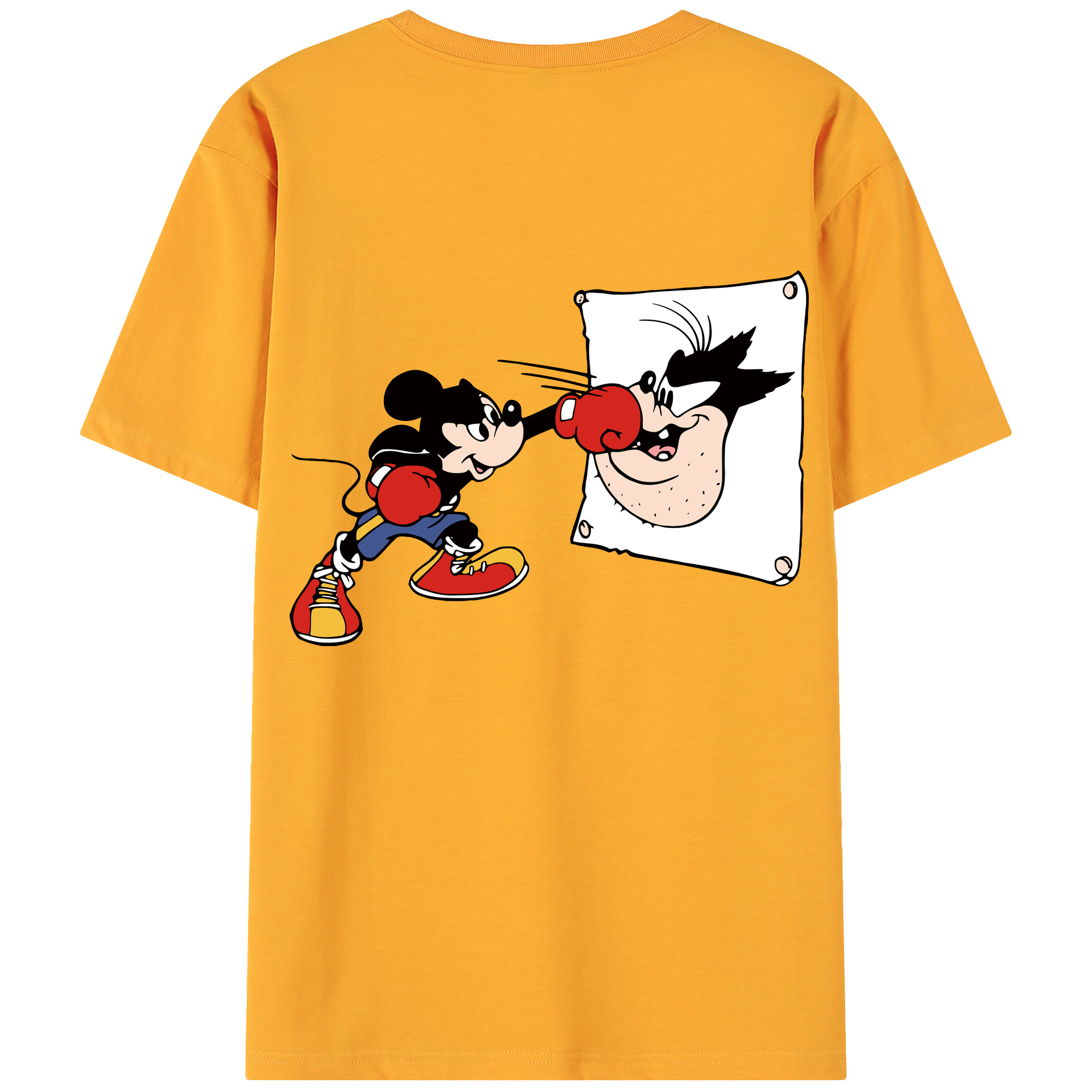 ミッキーマウス Mickey Mouse 綿100％ メンズ半袖Tシャツ（バックプリント） 通気性